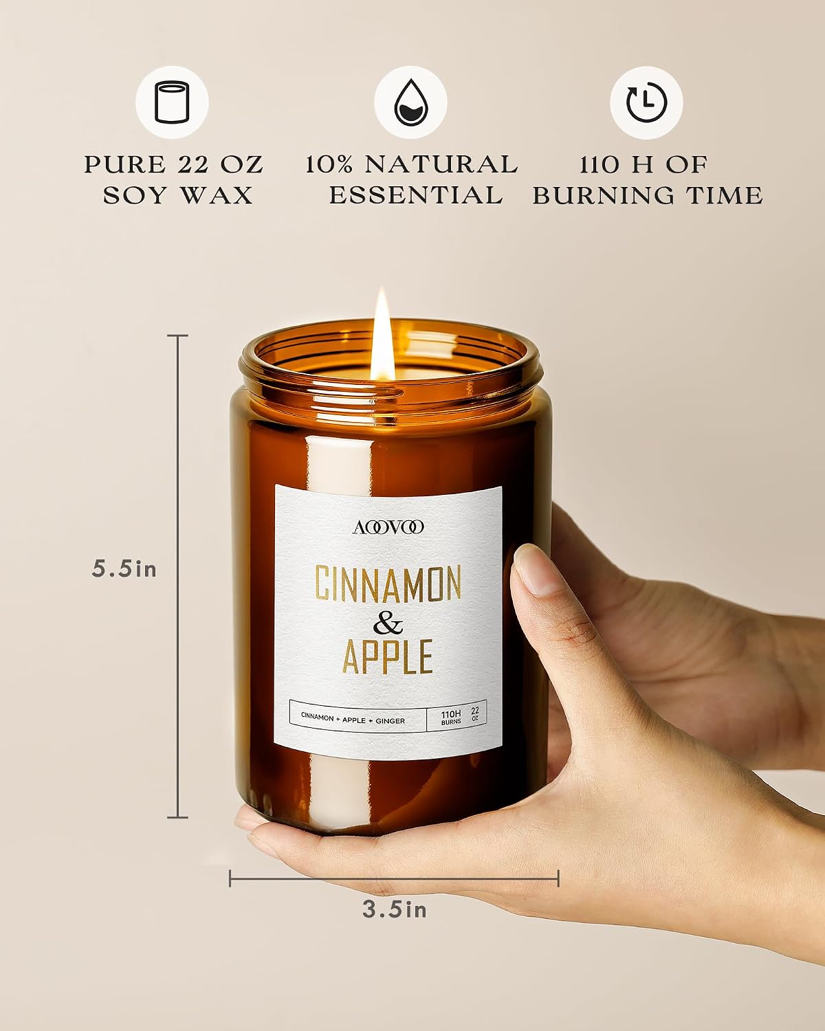 Detalle de AOOVOO Vanilla Coconut Candle - 22oz Large Soy Aromatherapy Candle