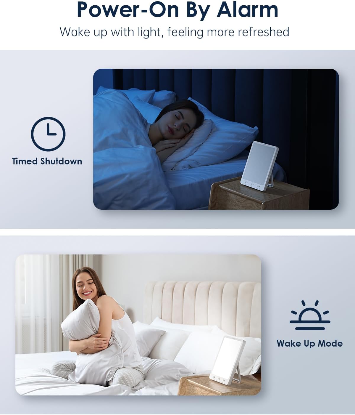 Detalle 2 de SUXIO DCK-1 Rechargeable Light Therapy Lamp, 10,000 Lux, Wake-Up Timer