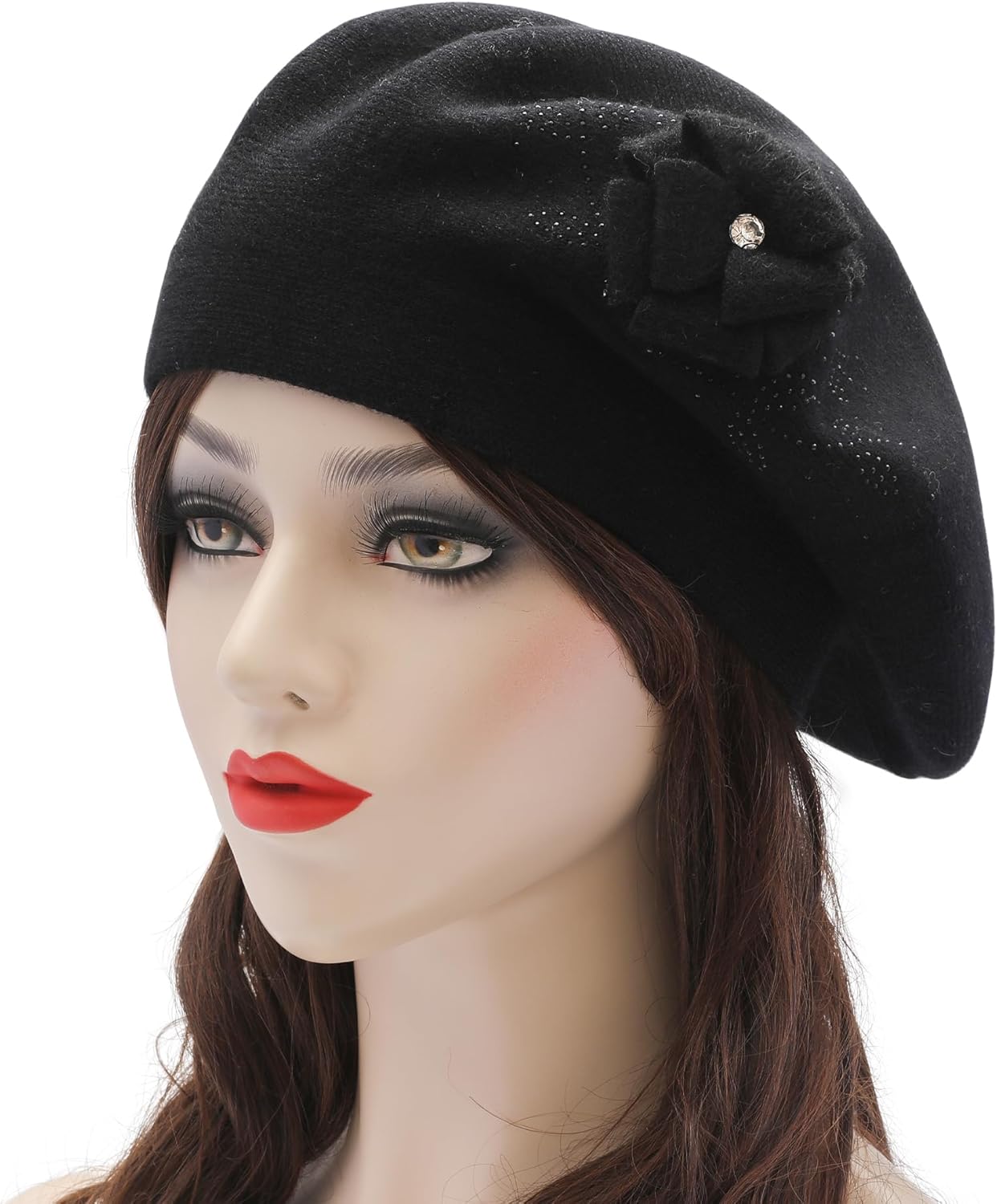 Thumbnail 1 de ZLYC Béret français réversible pour femme, uni et motif floral