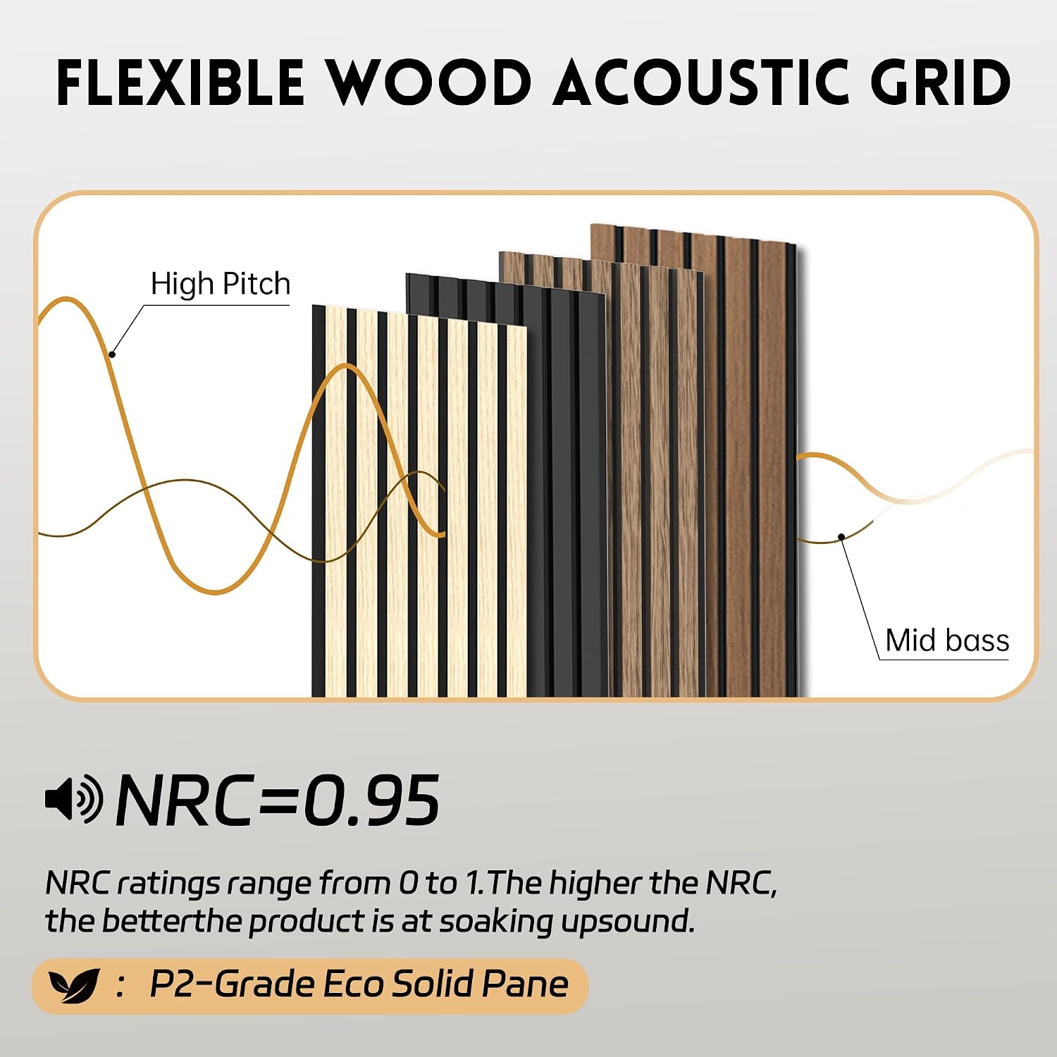 Detalle 2 de RITOLLO XYB-Walnut Wood Slat Acoustic Wall Panels, 2-Piece Natural Walnut