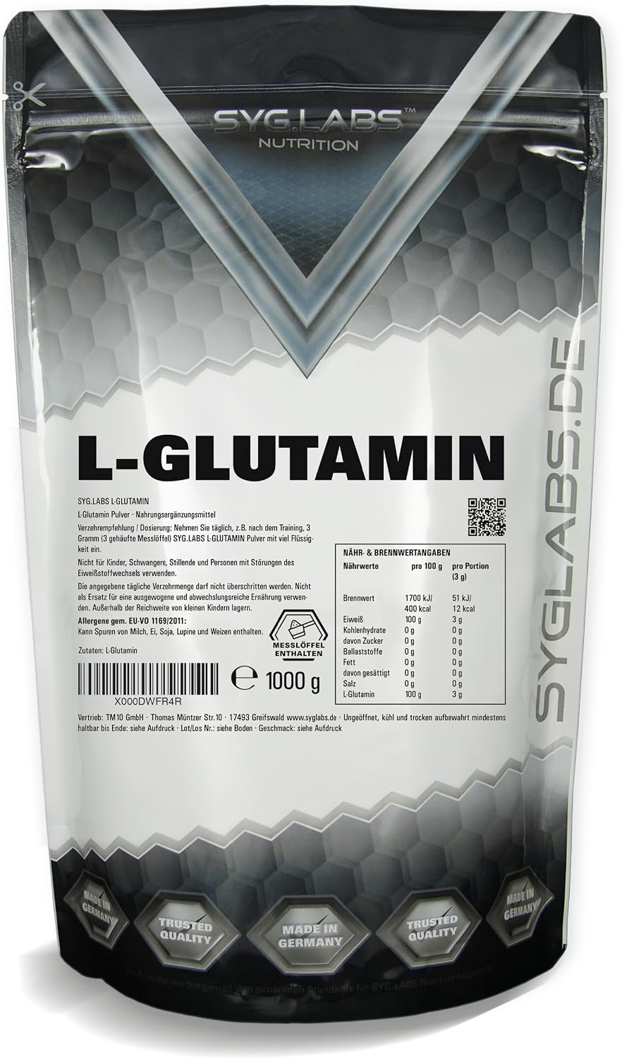 Detalle de L-Glutamin Pulver 100% rein 1000 g Glutamin đź’Š