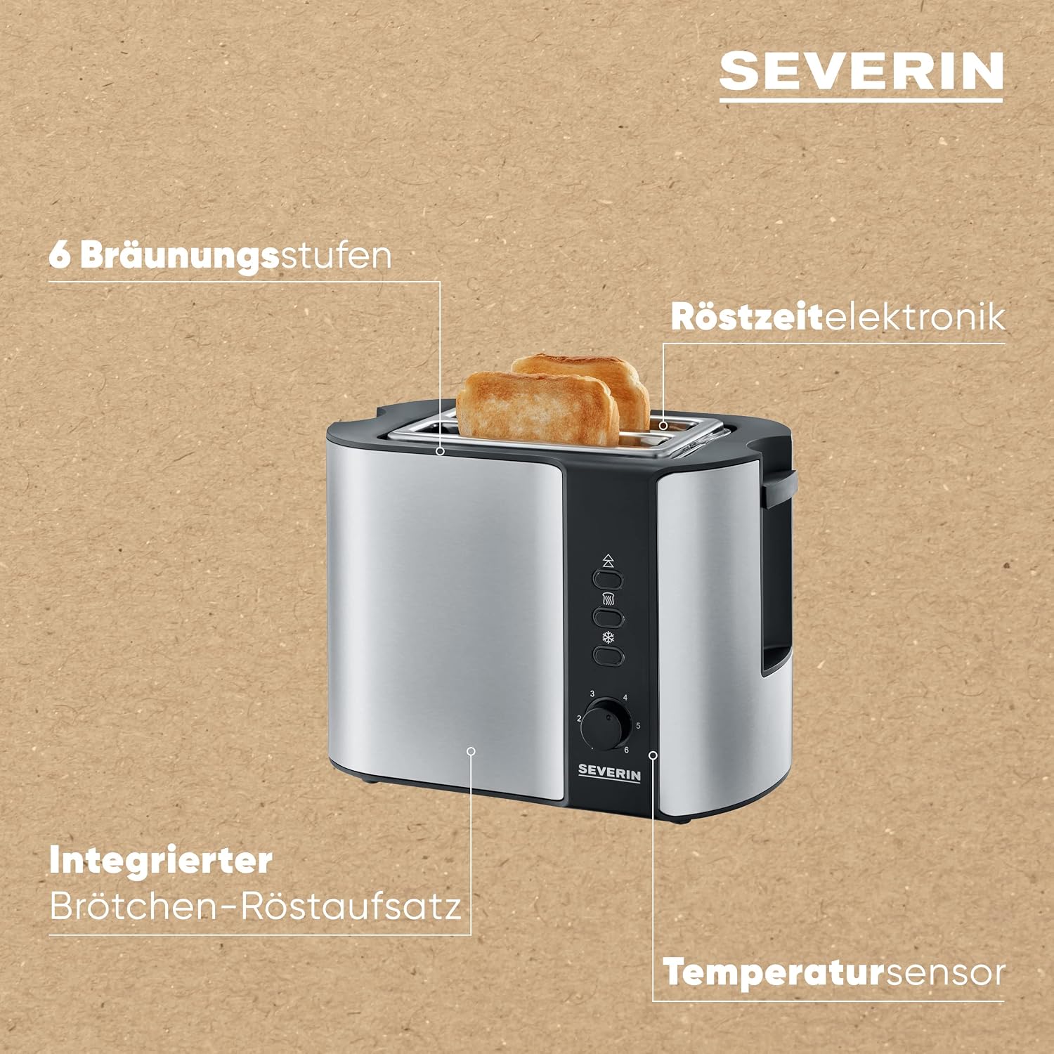 Detalle 2 de SEVERIN AT 2589 Automatik-Toaster 800 W 🍞