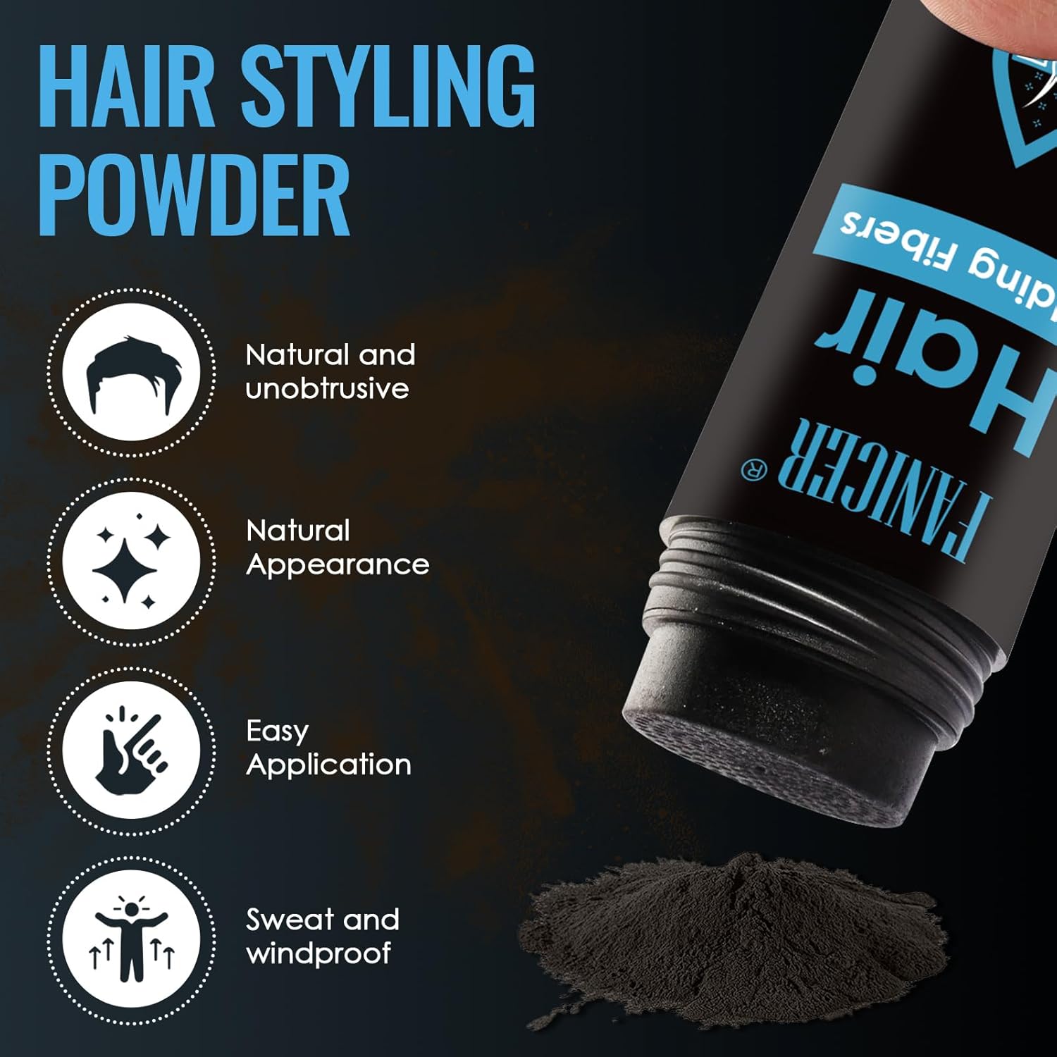 Thumbnail 2 de YOLONCE Fibre capillaire en poudre (27,5 g) – Brun foncé, neutre, dissimule la calvitie