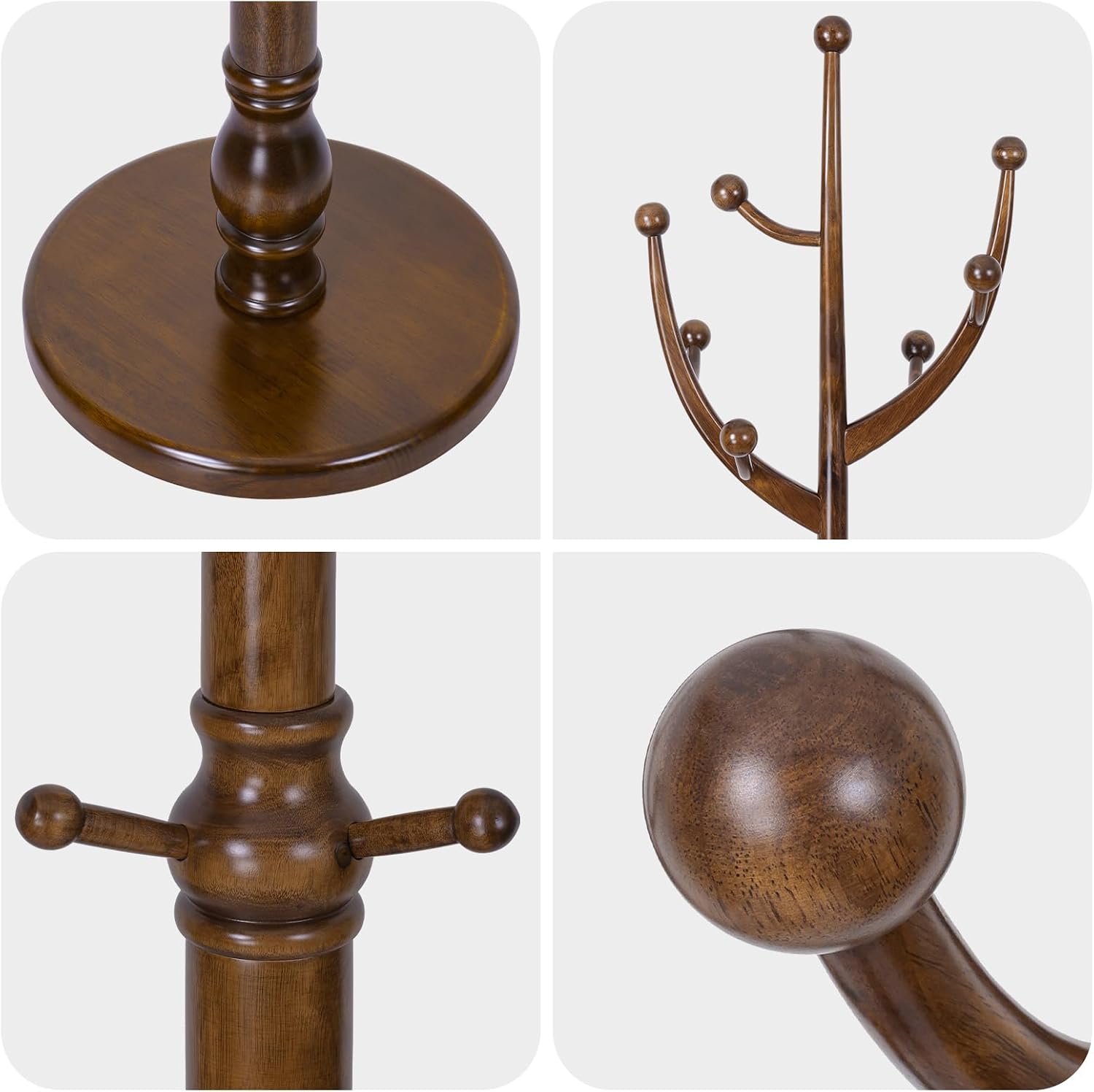 Detalle 2 de Bekrvio Wood Coat Rack, Walnut Finish