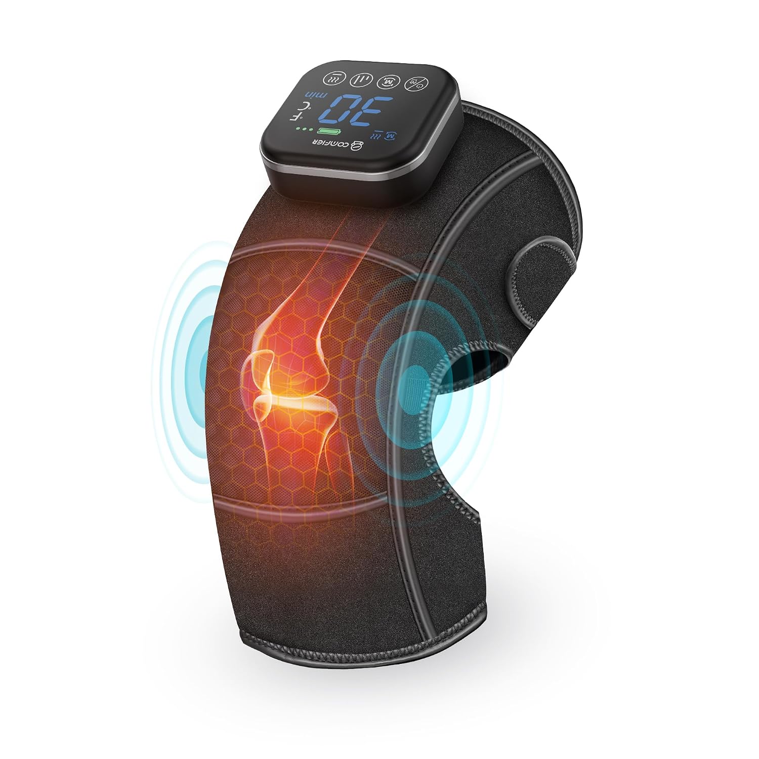 Detalle de COMFIER Massaggiatore Ginocchio Wireless con Riscaldamento al Grafene – 3 in 1