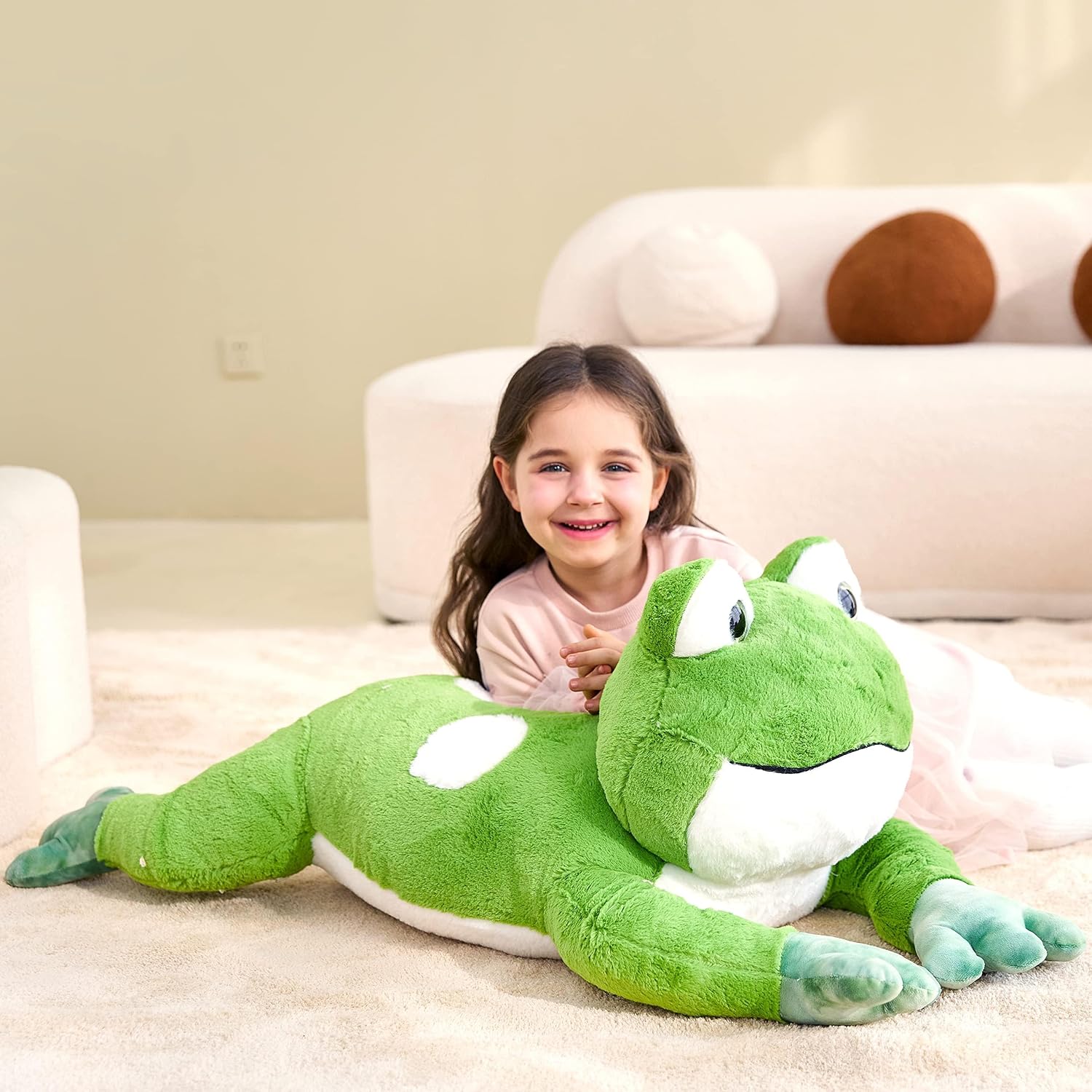 Detalle de IKASA Großes Frosch Kuscheltier – 78 cm, Riesiges Plüschtier, ideal als Kuschel- oder Geschenk