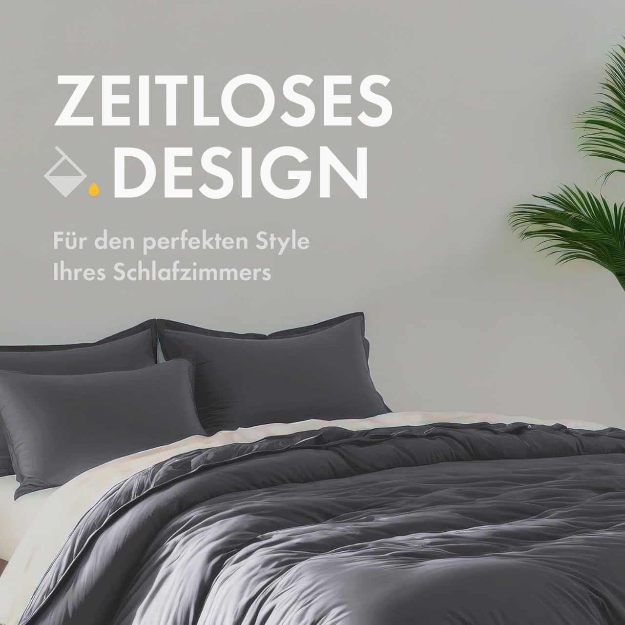 Thumbnail 2 de Sleeptime Bettwäsche 135x200 4-teilig (100% Baumwolle) Anthrazit Grau – 2x Bettbezug + 2x Kissenbezug