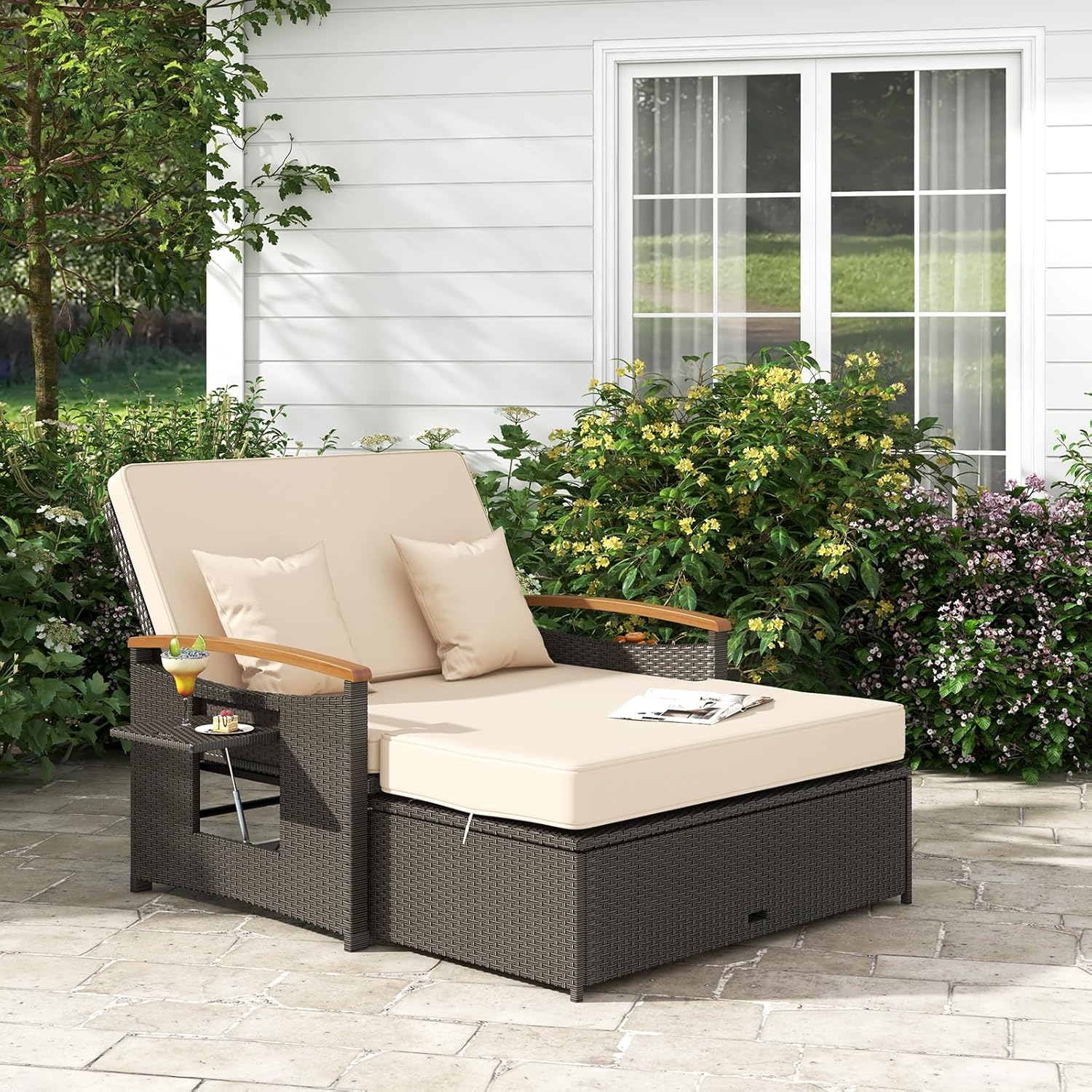 GIANTEX Gartenlounge Outdoor Sofa – 3-in-1 Lounge Möbel für zwei Personen