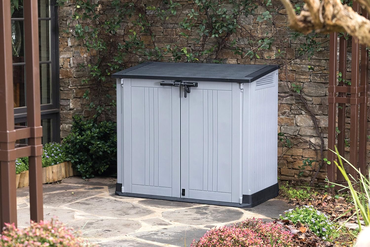 Thumbnail 2 de Keter Store It Out Nova Outdoor Garden Furniture Storage Shed dark grey lid, light grey body
