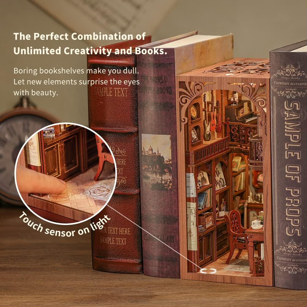 Thumbnail 1 de CUTEBEE DIY Book Nook Kit – Kit de maison de poupées miniatures avec lumière LED et meubles