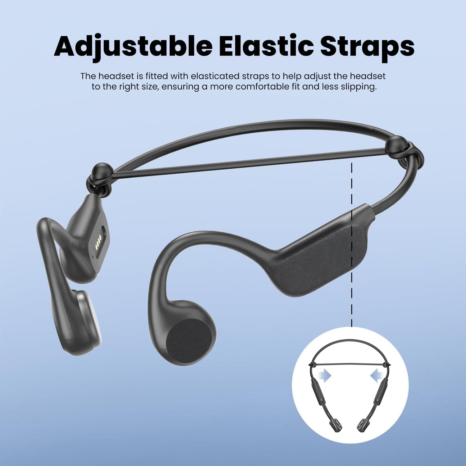 Detalle de CQWEIC Bone Conduction Headphones: Open-Ear Safety, IPX8 Waterproof, with Built-in MP3 and 32GB