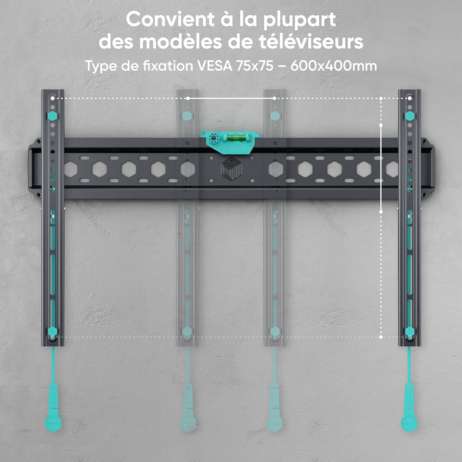 Thumbnail 5 de ONKRON Support mural TV fixe FM6-B 43–85 pouces (VESA 75x75 à 600x400) noir