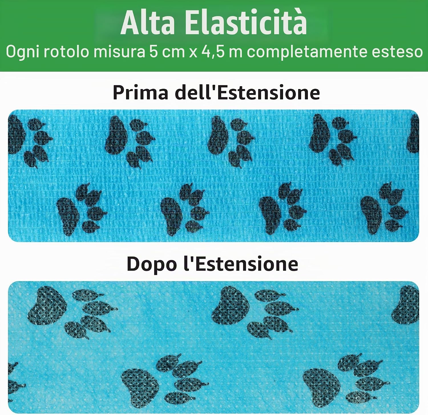 Detalle de Benda Elastica Autoadesiva per Bendaggi Animali – 12 Rotoli 5 cm x 4,5 m