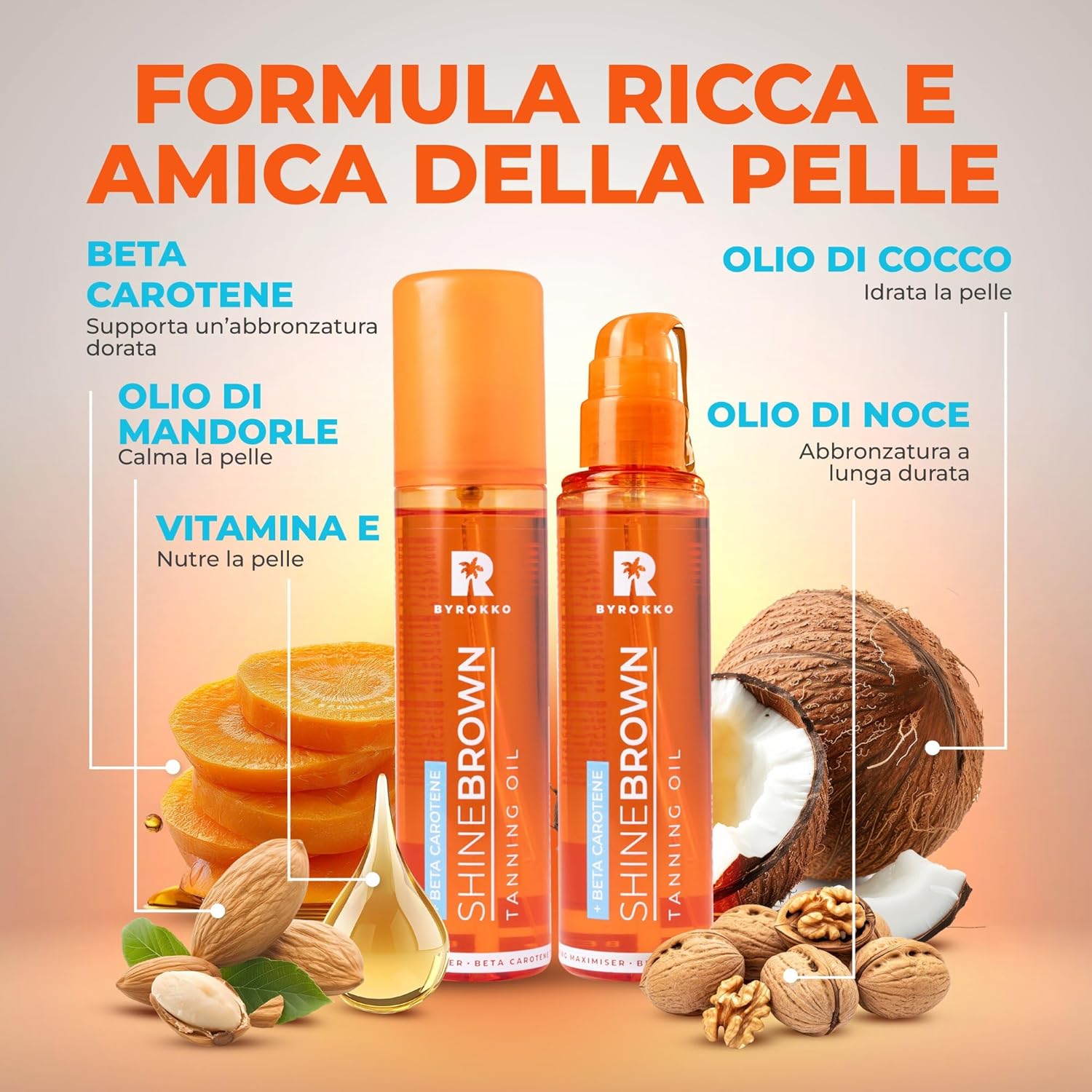 Thumbnail 2 de BYROKKO Shine Brown Beta Carotene Abbronzante in gel alla carota (200 ml) – acceleratore per lettini e sole all’aperto