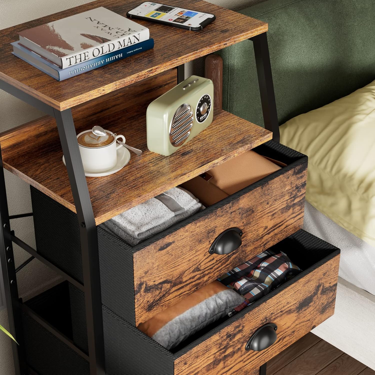 Detalle 2 de Furnulem Tall 5-Drawer Fabric Dresser for Bedroom