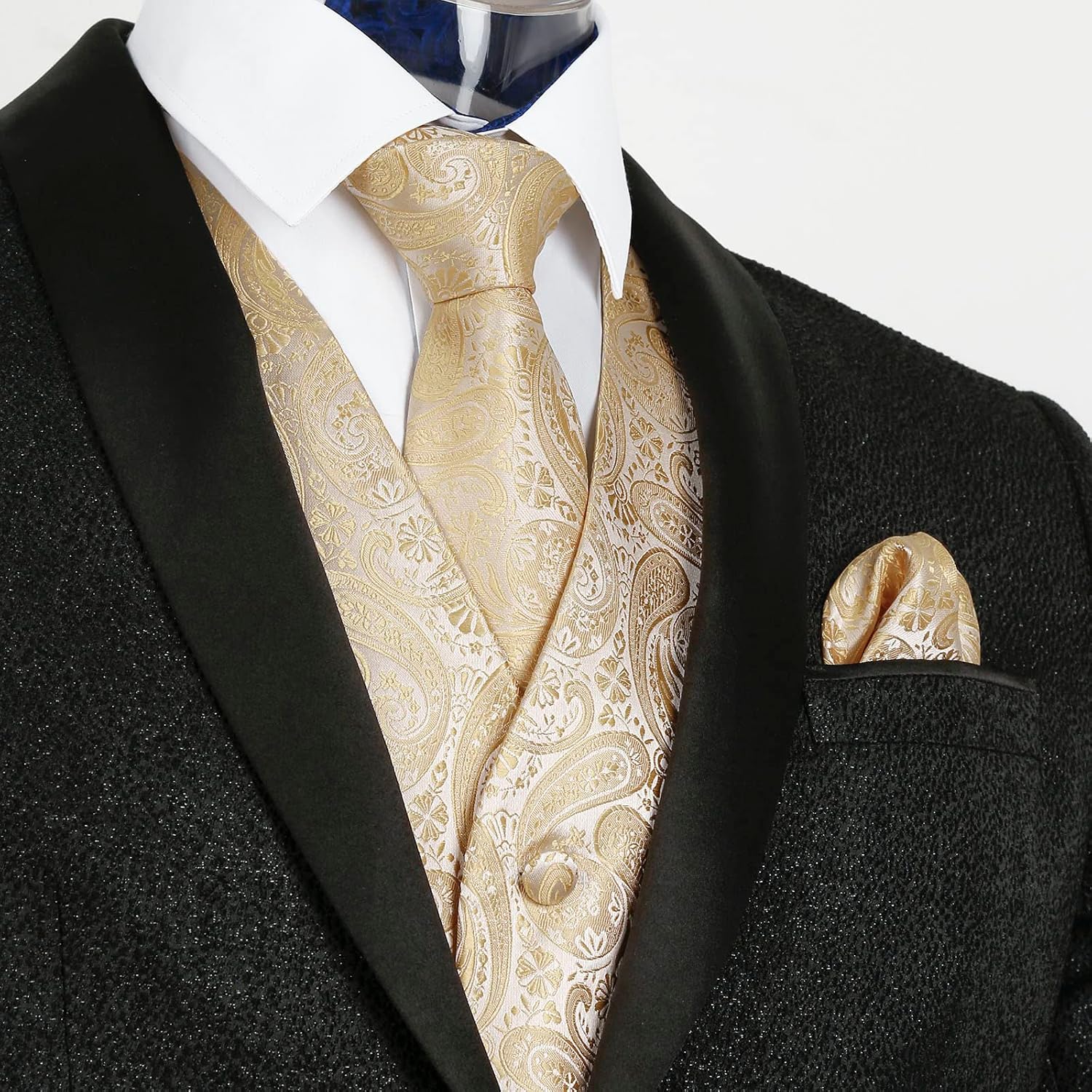 Detalle 2 de Alizeal Mens Classic 5 Pcs Paisley Jacquard Suit Vest Set