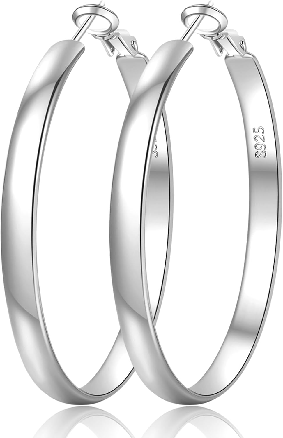 Detalle de EXGOX Creolen aus Silber 925 für Damen (5 mm) mit 14K Vergoldung – hypoallergen, Clip-Top in 30/40/50/60/70 mm