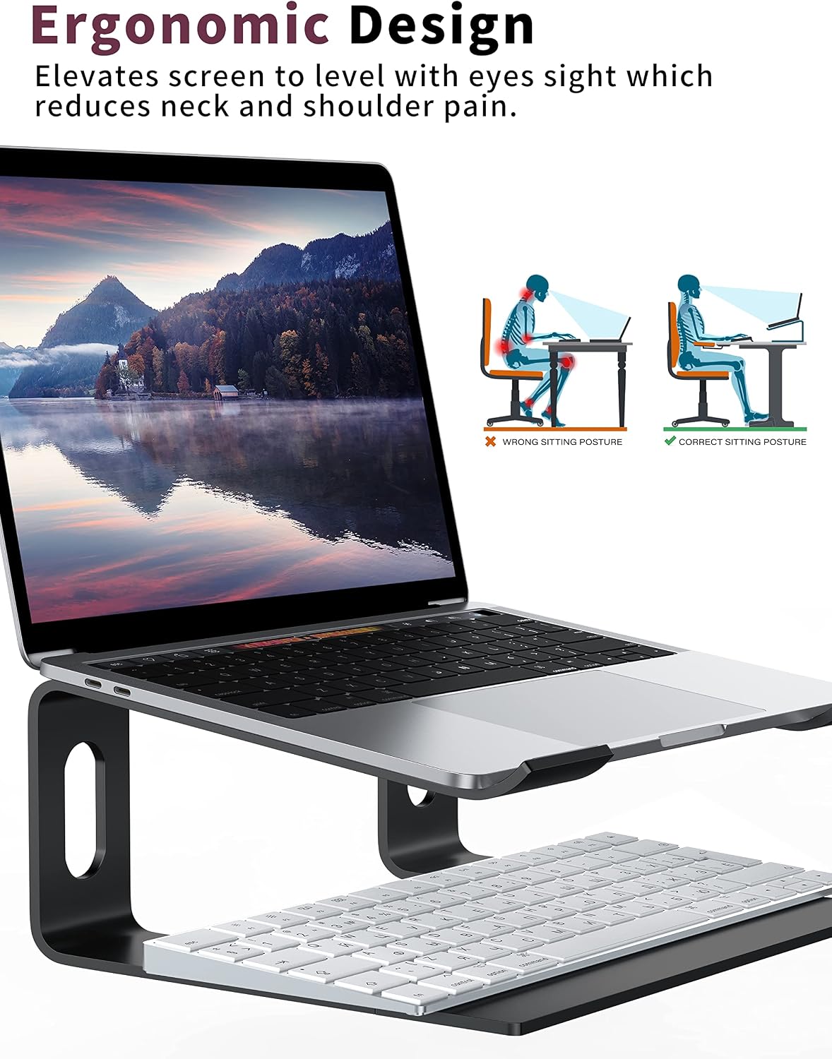 Detalle de ALASHI L1 Laptop Stand, 6-inch Aluminium Riser for 10–15.6-inch Laptops