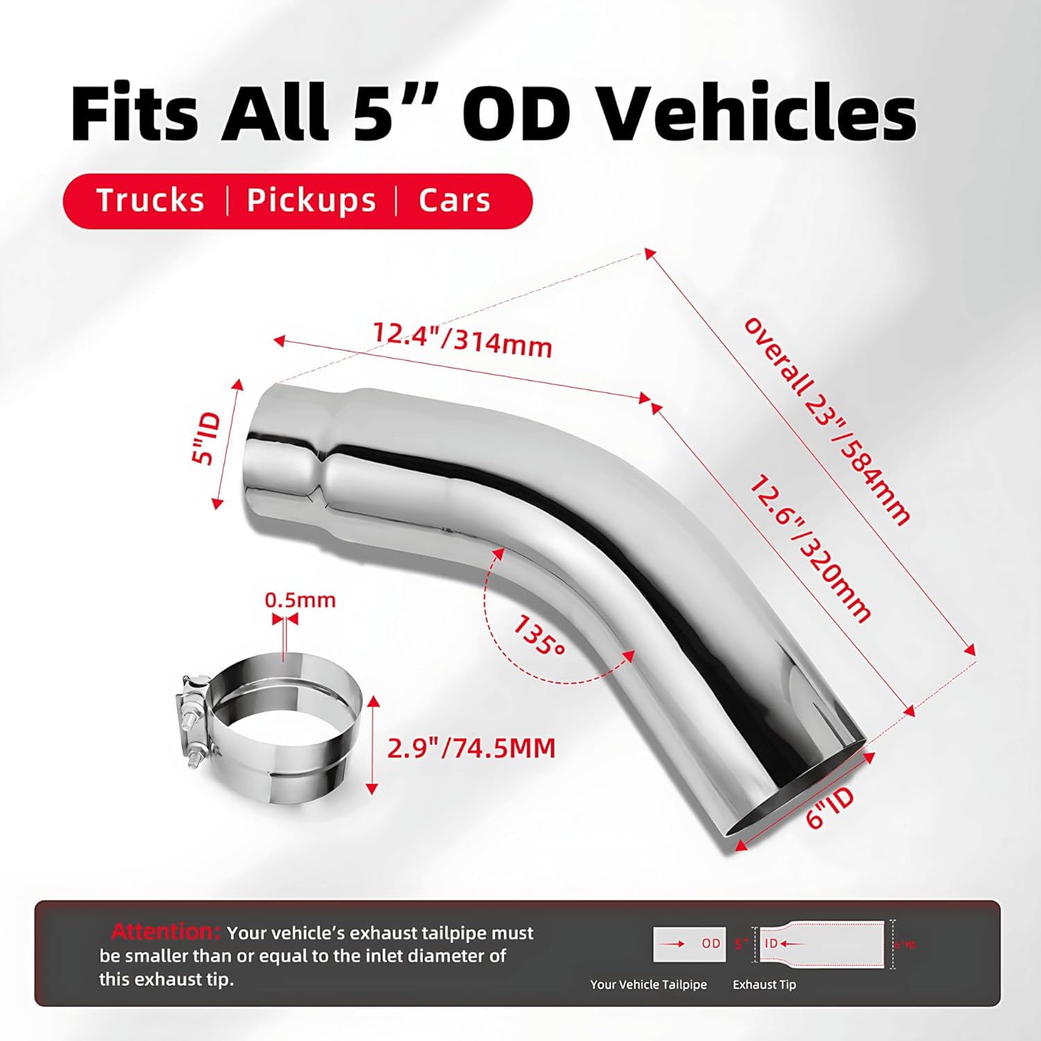 Thumbnail 4 de 5 Inch Exhaust Tip Elbow