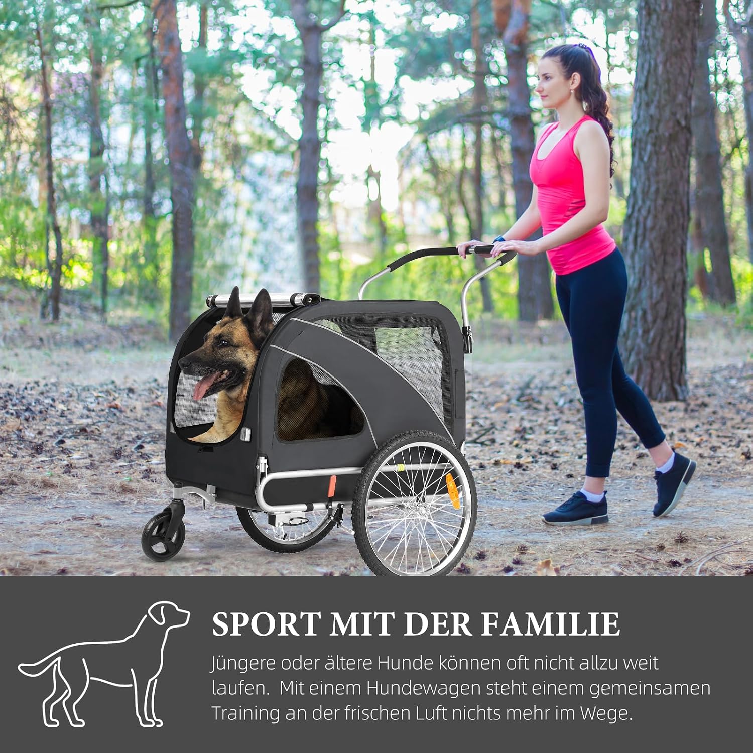 Detalle 2 de Fiximaster XL 2-in-1 Hundeanhänger & Jogger mit Handbremse, Hunde bis 40 kg
