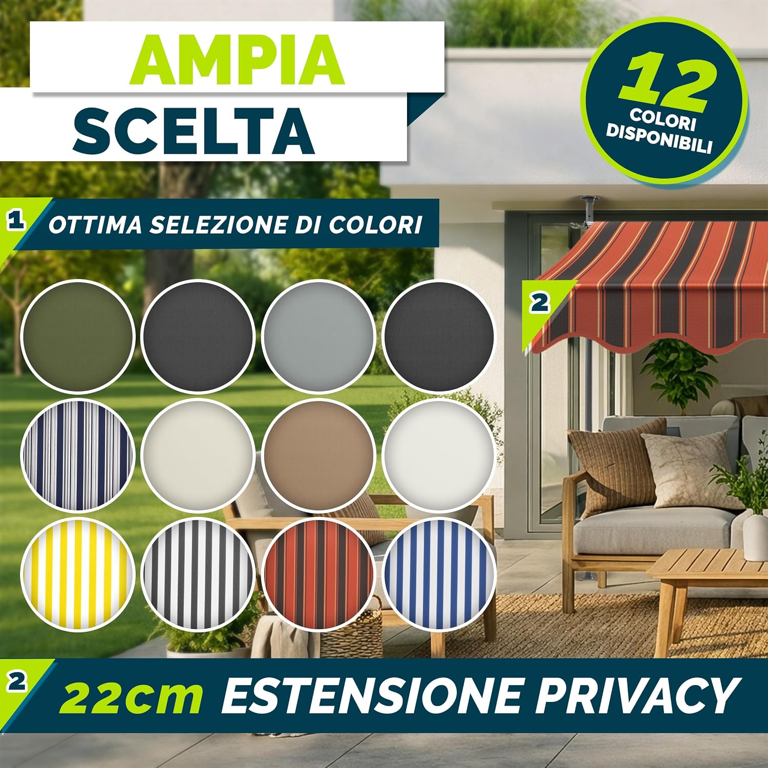 Thumbnail 6 de Tillvex Tenda da Sole a Bracci con Manovella: protezione solare esterna facile da montare, regolabile e resistente