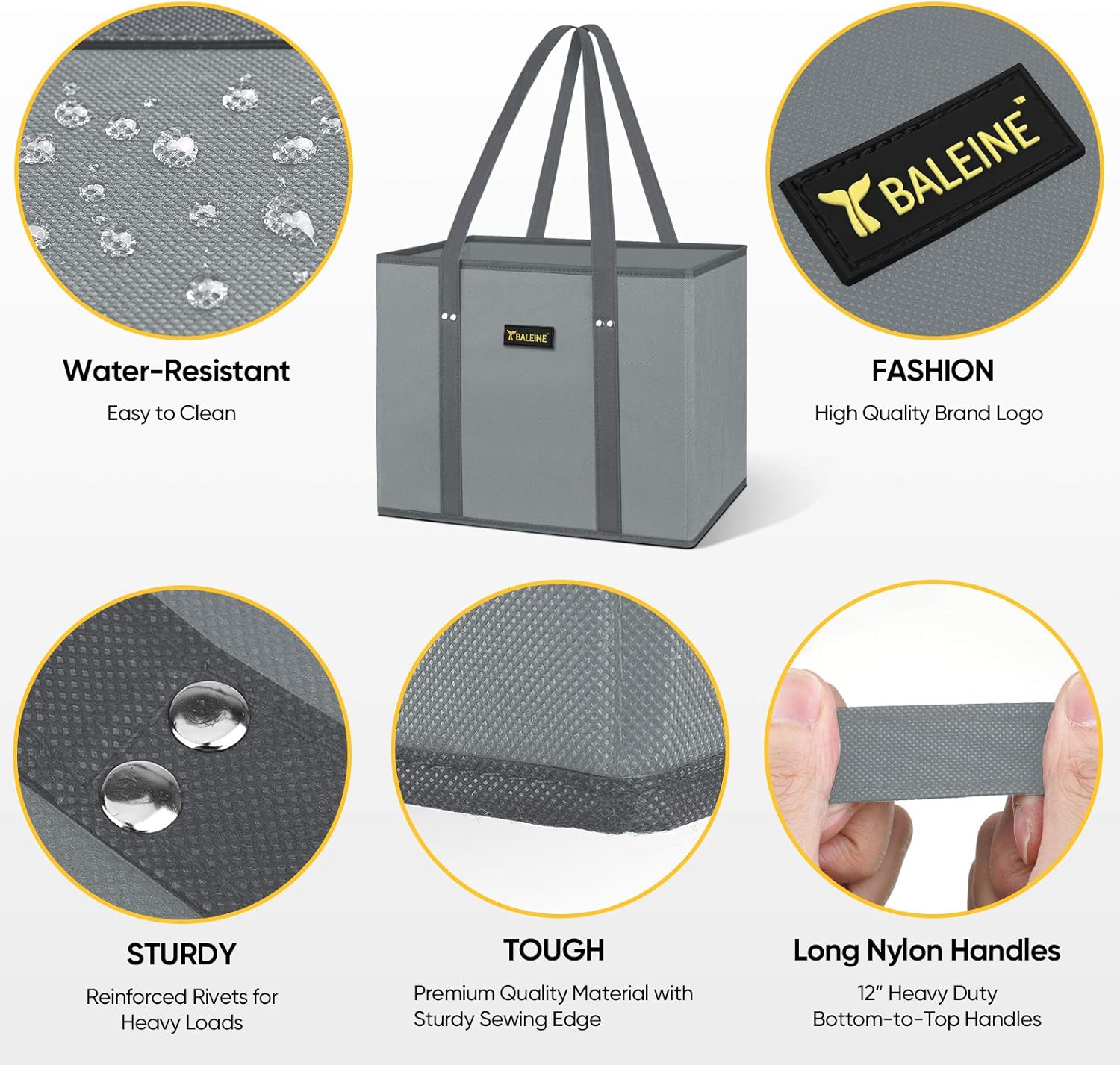 Thumbnail 5 de BALEINE 3Pk Reusable Grocery Bag, Foldable 🛍
