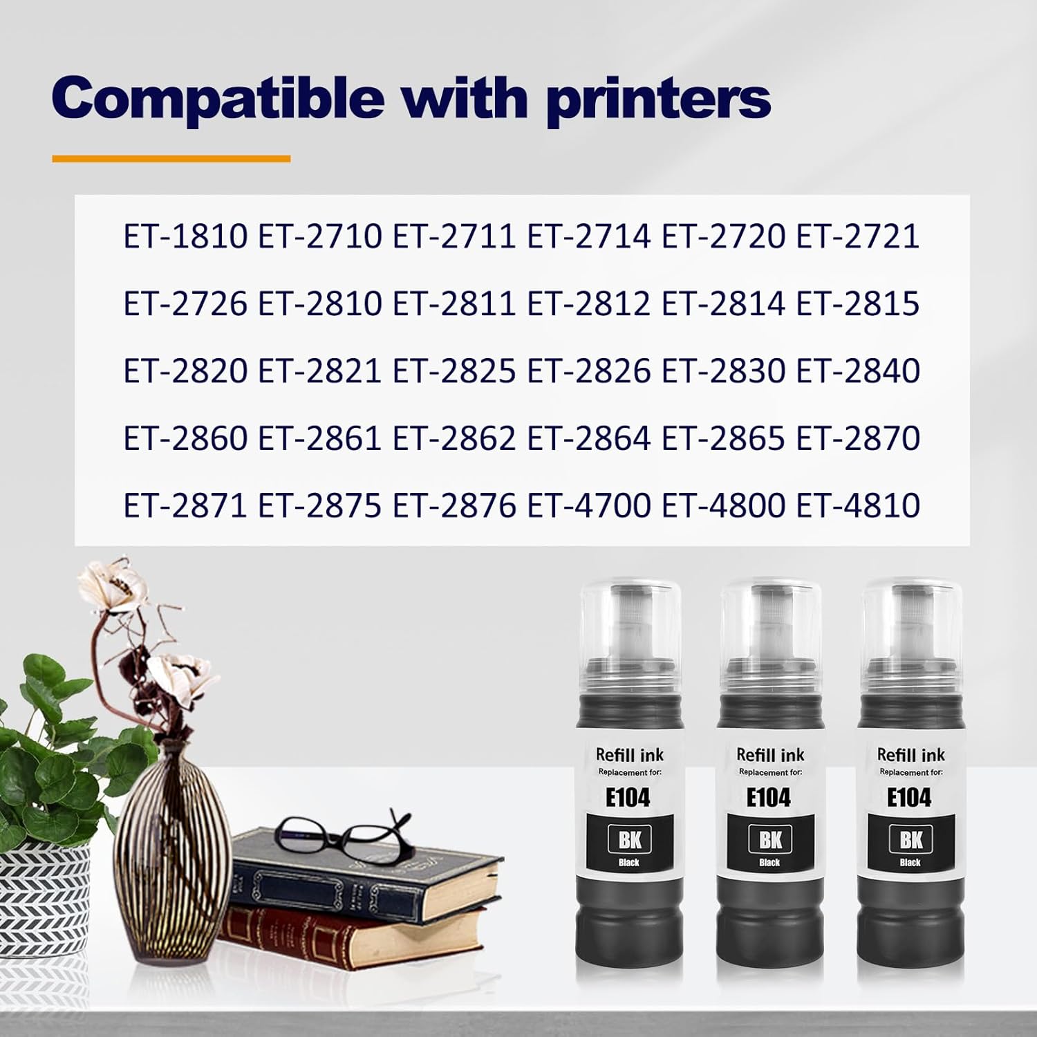 Thumbnail 1 de LAIPENG E104 Tinte kompatibel T104 (3× Schwarz) für ET-2710 bis ET-2826 und ET-4700 Drucker