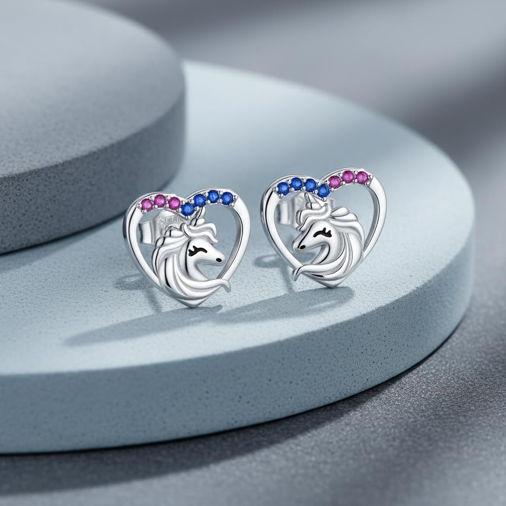 Detalle de J.MOULIN Ohrringe 925 Sterling Silber – Einhorn Ohrstecker aus Sterlingsilber als bedeutungsvolles Geschenk