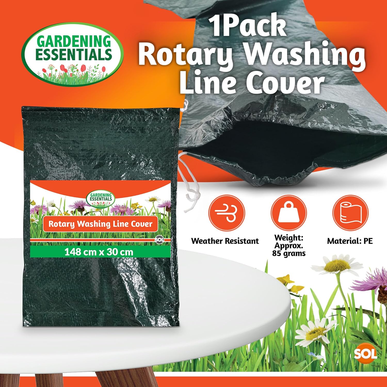 Thumbnail 2 de SOL Rotary Line Cover (148x30cm) heavy-duty rotary washing line waterproof cover