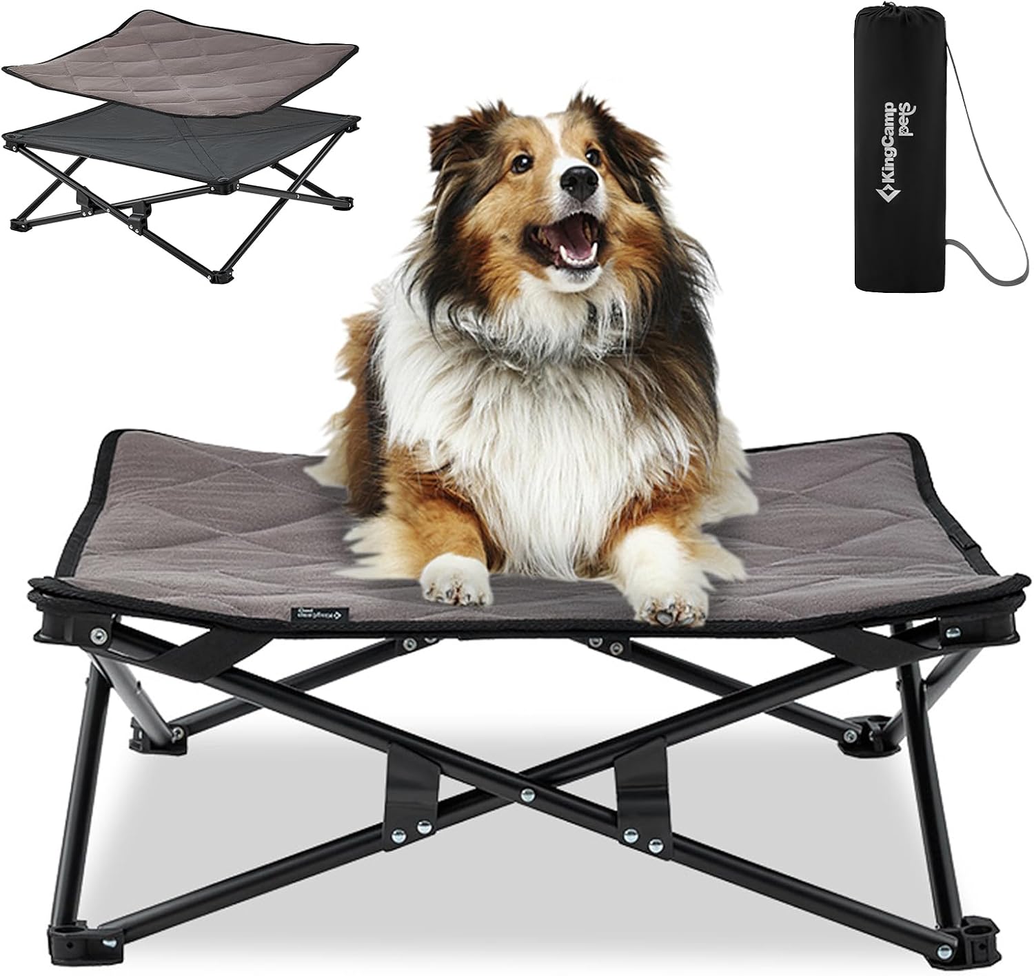 Detalle de KingCamp Raised Dog Bed Outdoor & Indoor (Foldable, Removable Mat) – M up to 60kg