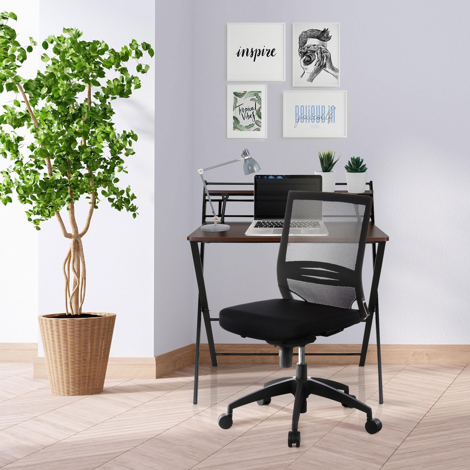 Detalle 2 de HJH Office 657210: Sedia da Ufficio Ergonomica, senza braccioli, tessuto nero