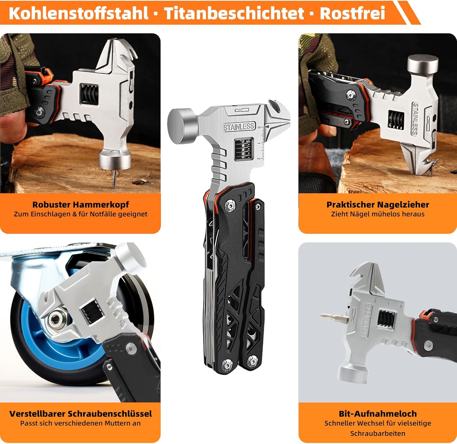 Thumbnail 3 de Olubfdh 18 in 1 Multi Tool mit faltbarer Zange und Hammer – kompakt, robust und vielseitig