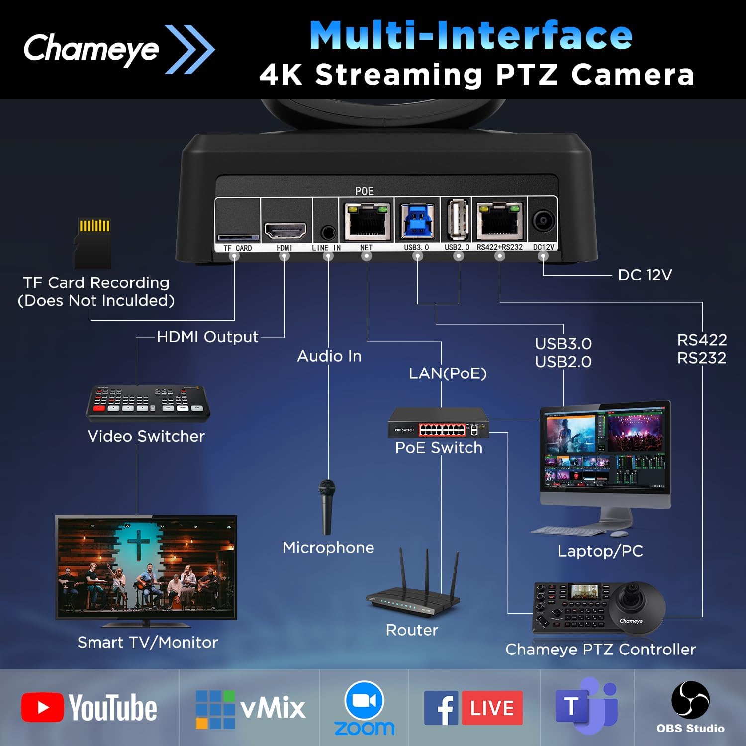 Thumbnail 5 de Chameye CH420 4K PTZ Kamera KI Tracking