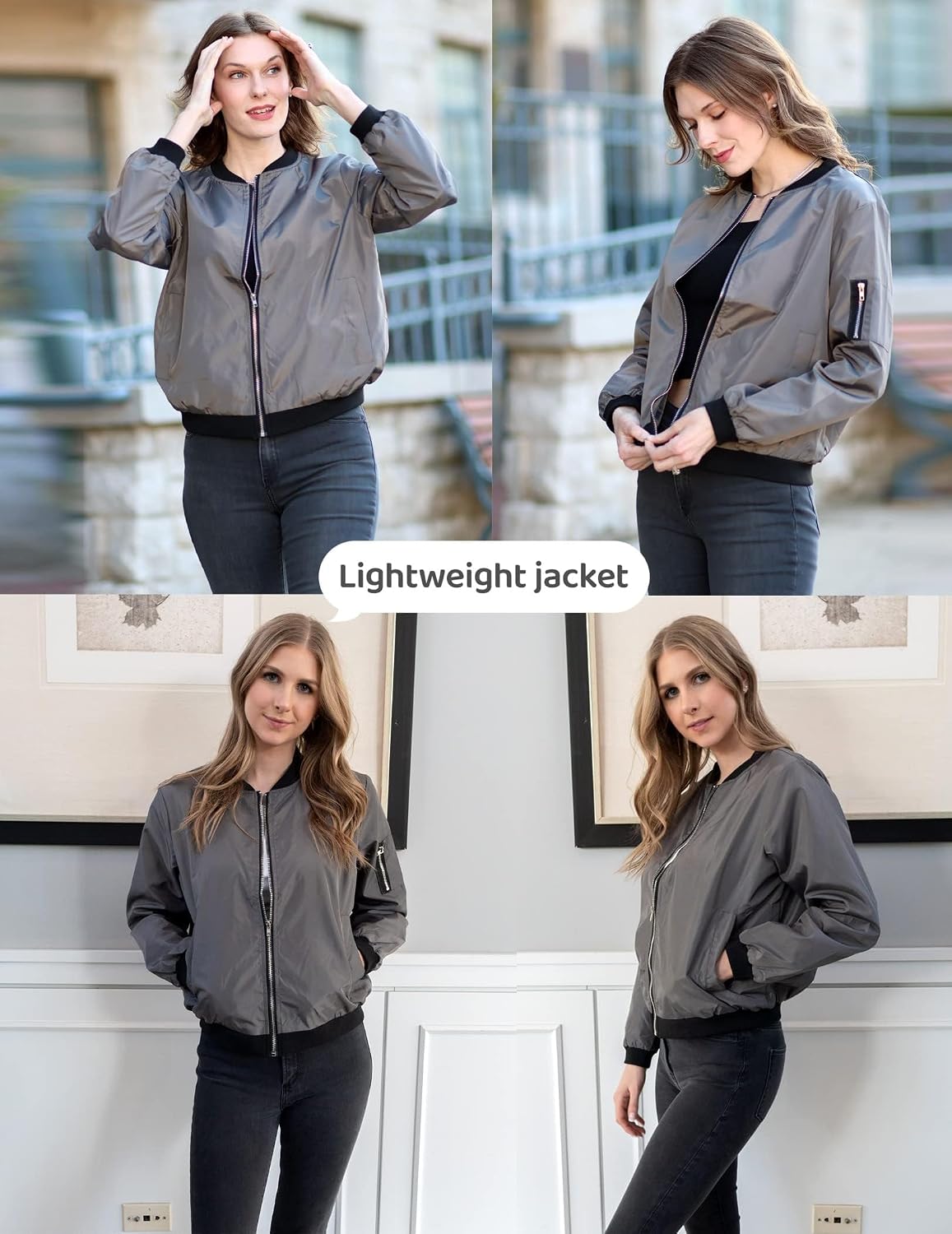 Thumbnail 3 de Zeagoo Giacca Bomber Donna Corto Blouson Leggera