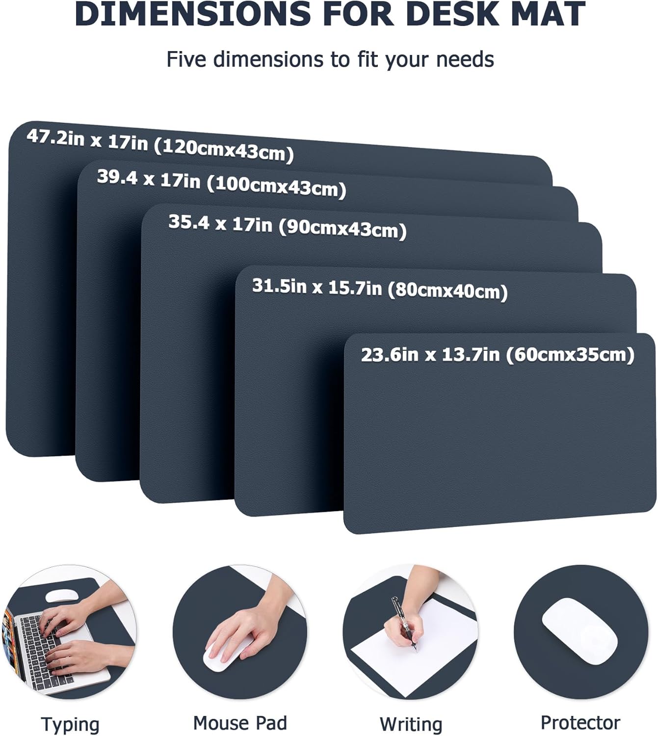 Thumbnail 2 de MOLMO Non-Slip Desk Mat (Dark Blue) – Waterproof, Easy-Clean Large Desk Pad 120 x 43 cm