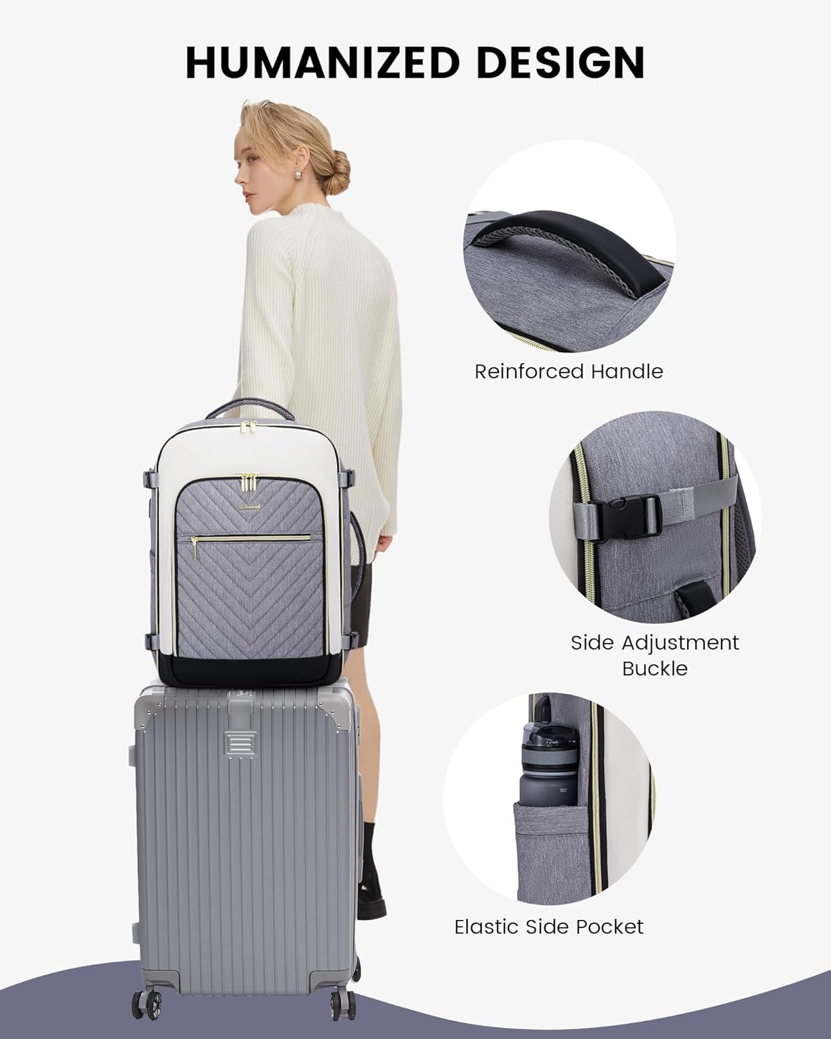 Thumbnail 6 de LOVEVOOK Travel Backpack Womens 40L: 17.3-inch Laptop Carry-On Rucksack for Planes