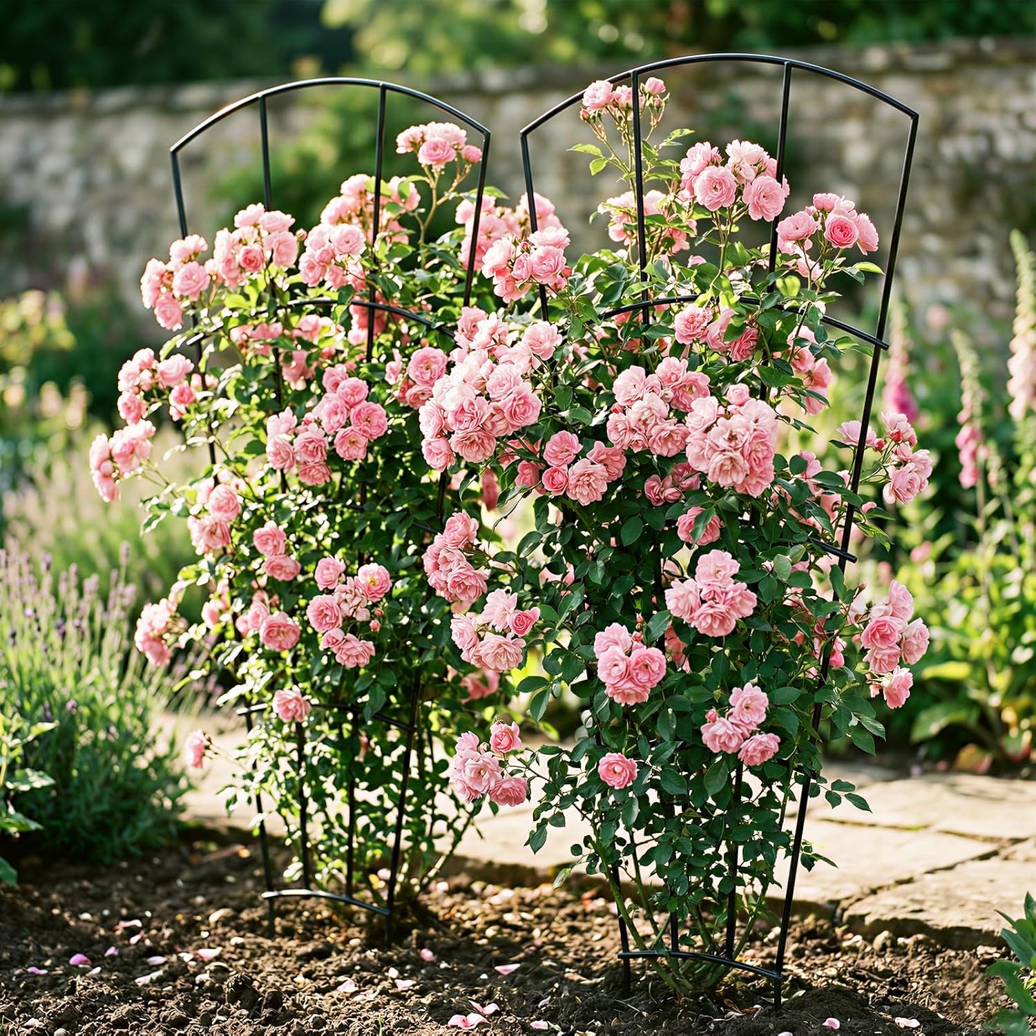 Thumbnail 4 de Thealyn 4 Pack 142cm Metal Plant Trellis – Fan-Shaped, Rustproof Support for Pots & Garden Beds