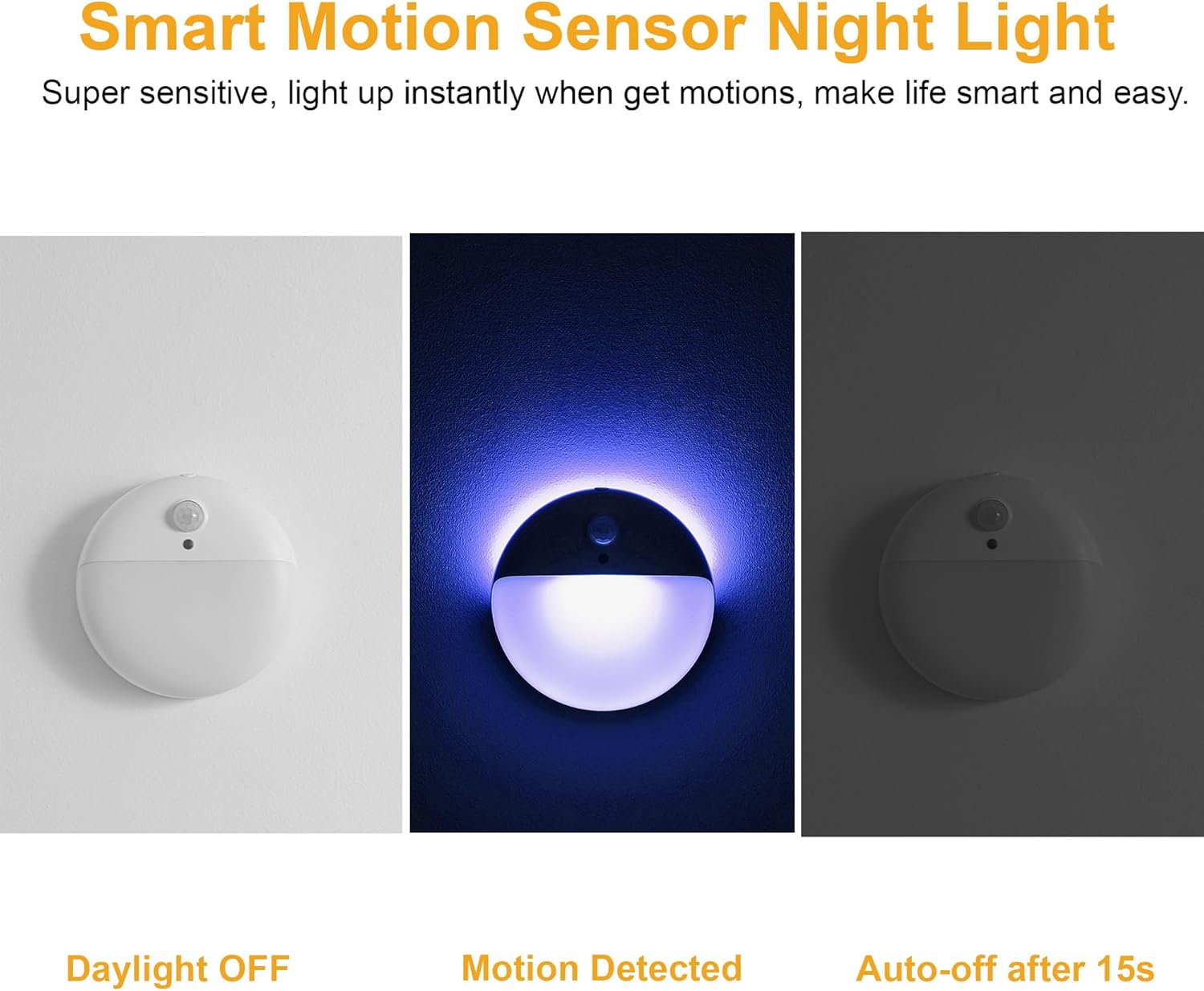 Thumbnail 2 de YUNLEX 2 confezioni di luce notturna a rilevatore di movimento blu, con regolazione continua della luminosità