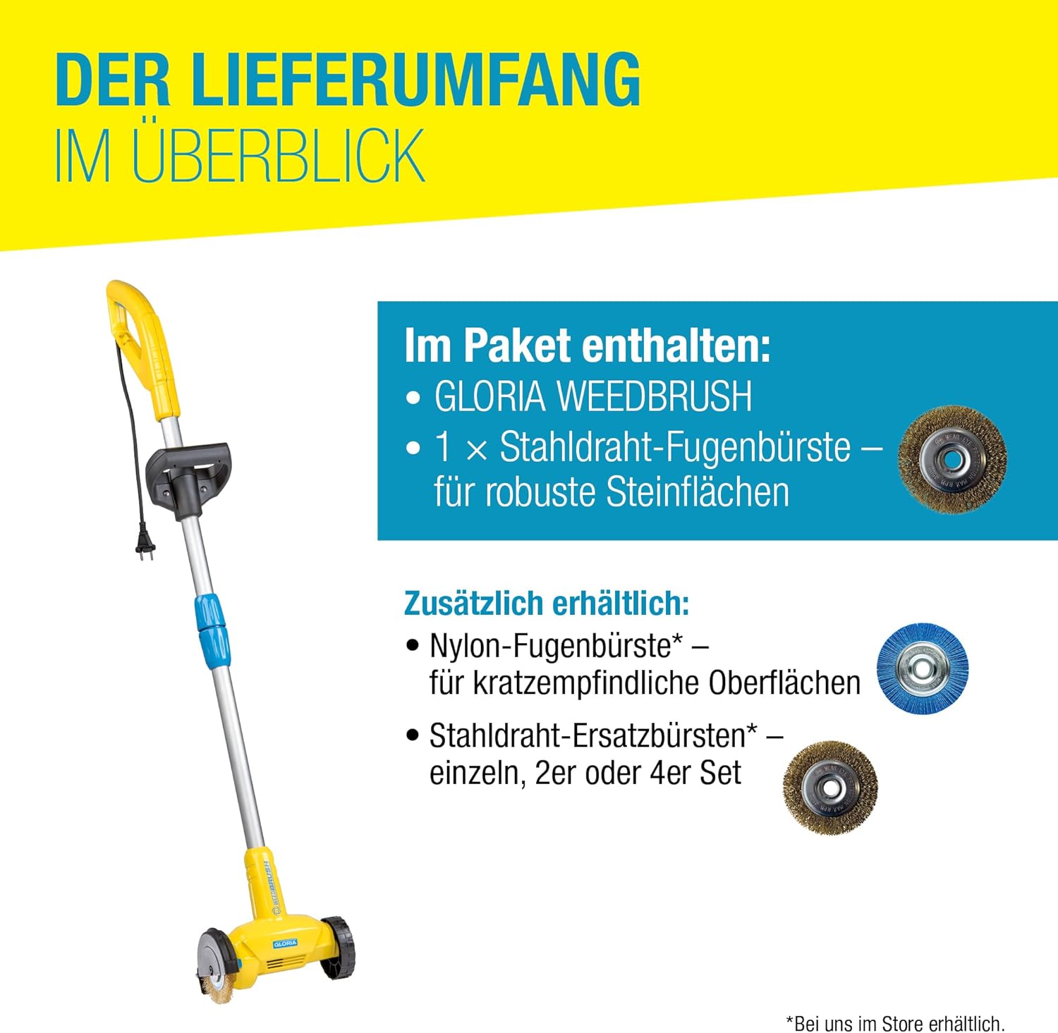 Detalle de GLORIA WeedBrush: Elektrischer Fugenbürsten-Versiegler für Pflasterfugen, Terrassenplatten und Wege