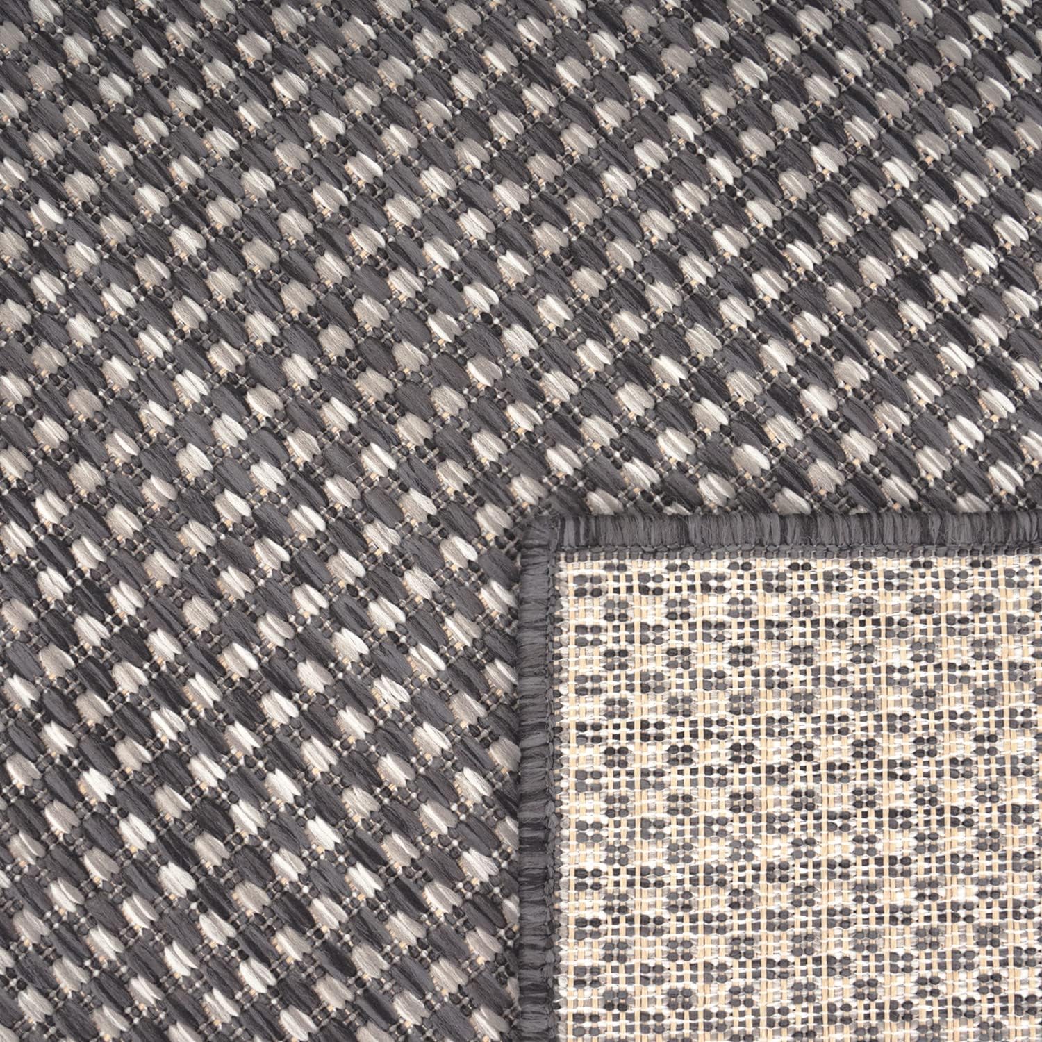Detalle de Outdoor-Flachgewebe-Teppich Paco Home in Sisaloptik, anthrazit meliert, 160 x 220 cm