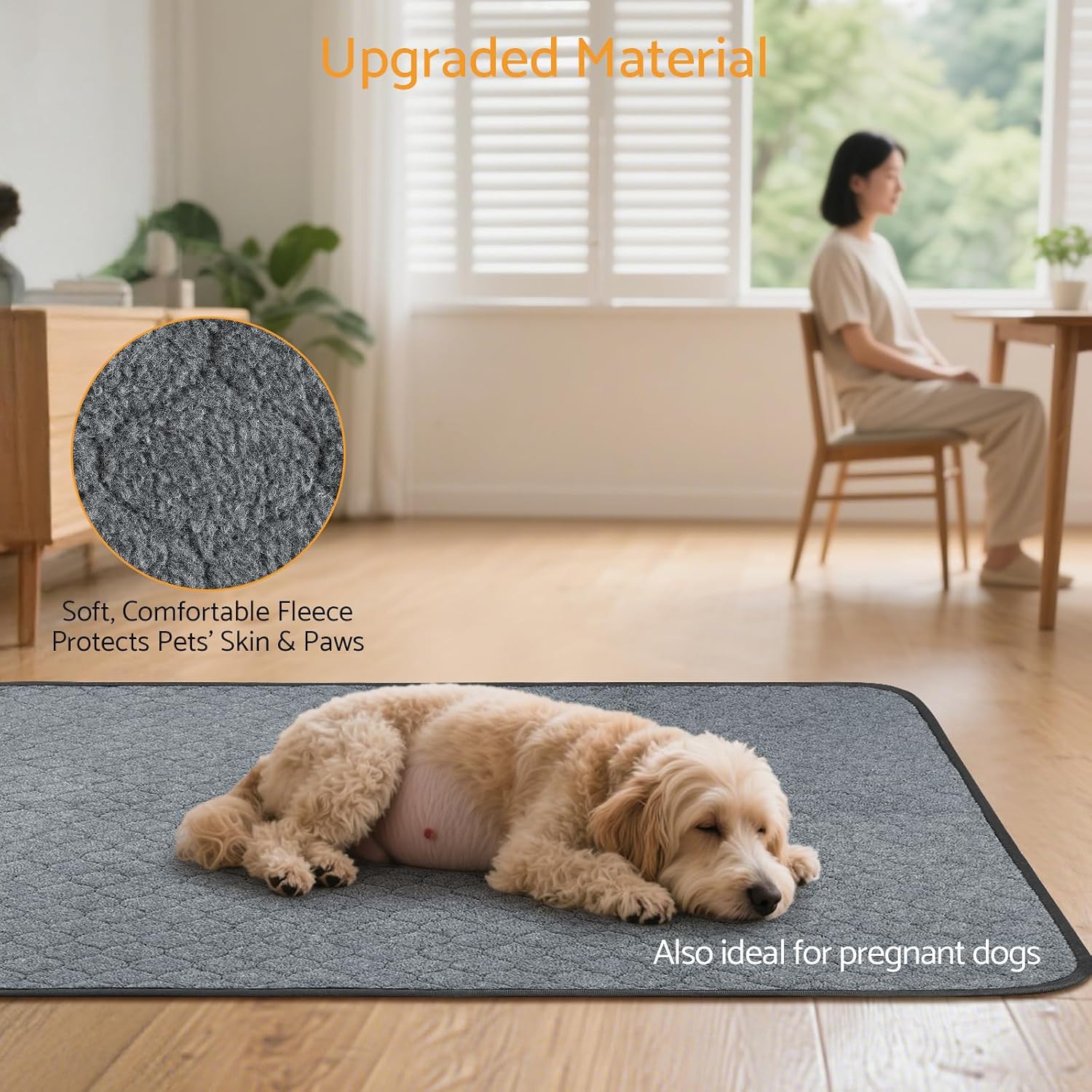 Detalle de Maxetodo 2 tappetini igienici per animali domestici 92x122 cm, 4 strati rinforzati, lavabili e antiscivolo (grigio)