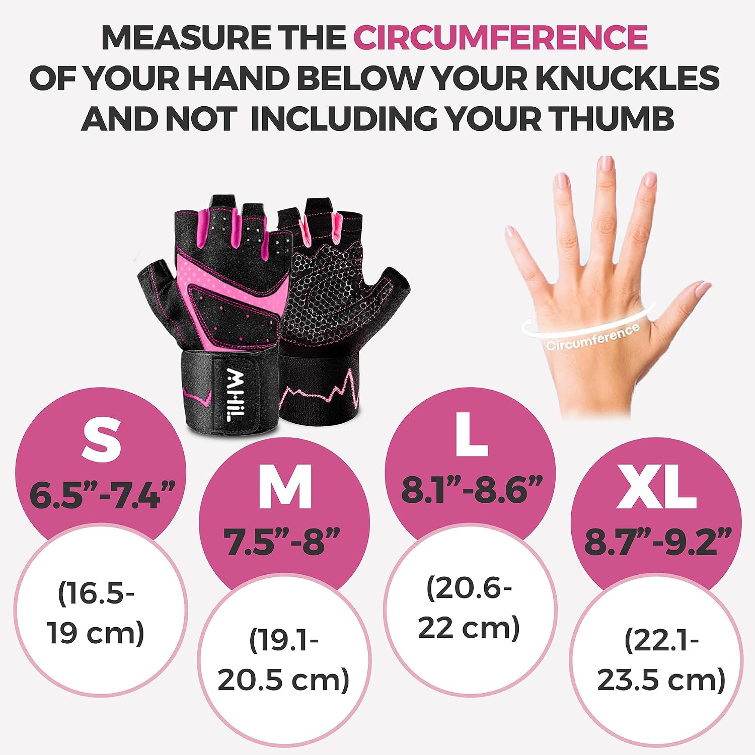 Detalle de MhIL Women's Workout Gloves with Breathable Mesh, Padded Grip and Wrist Wraps