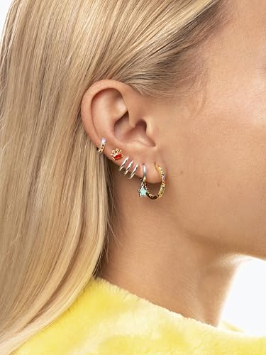 Detalle de SINGULARU Pendiente suelto Rayo Colors Plata bañada en Oro 18 kt