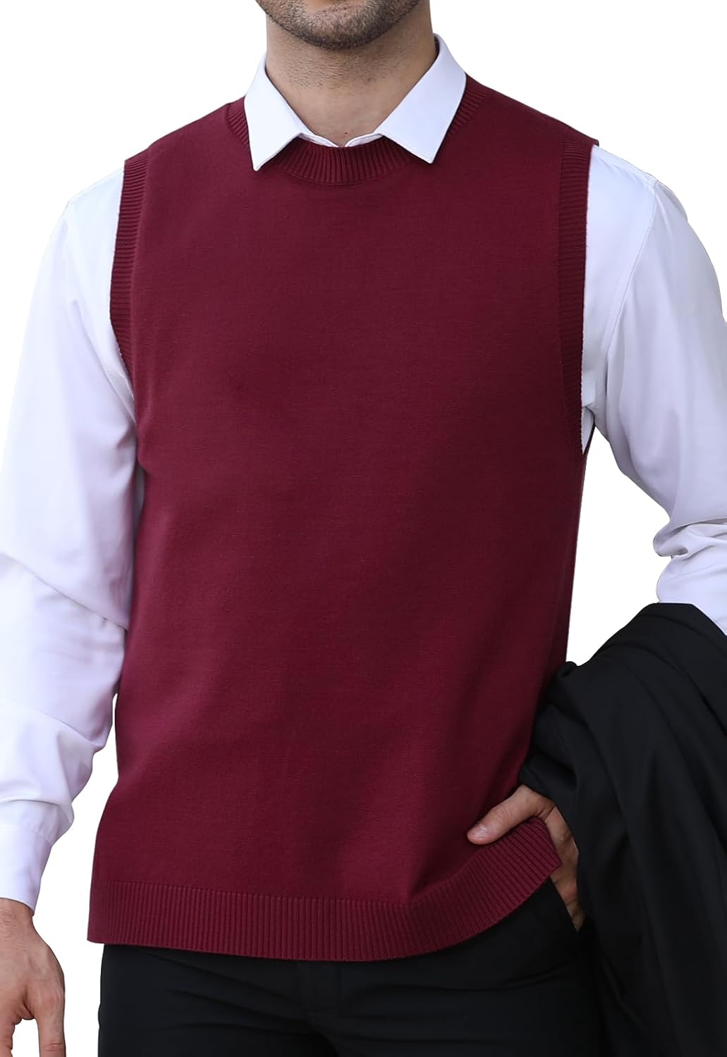 Detalle de KUYIGO Herren Strickweste mit Rundhals