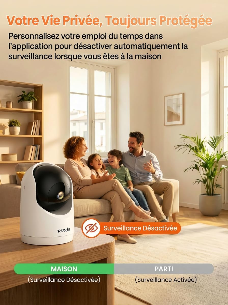 Thumbnail 2 de Tenda Caméra WiFi Intérieure 2K (3MP) WiFi 6 360° avec détection humaine IA et audio bidirectionnel