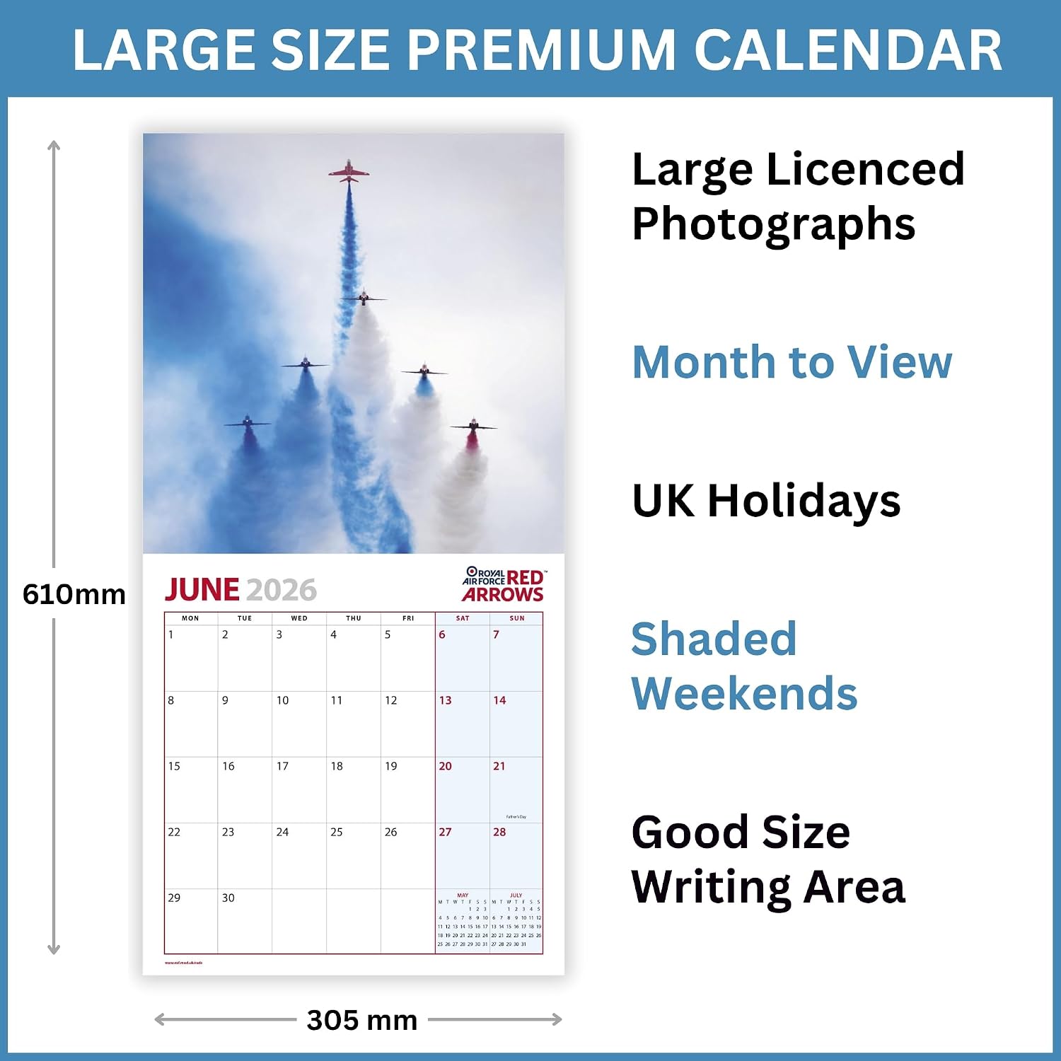 Detalle 2 de ALLTRADE Red Arrows 2026 Wall Calendar