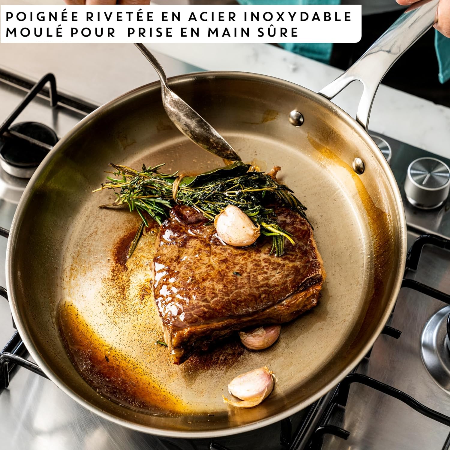Detalle de Tefal Jamie Oliver Cook Smart, poêle en inox 28 cm pour induction