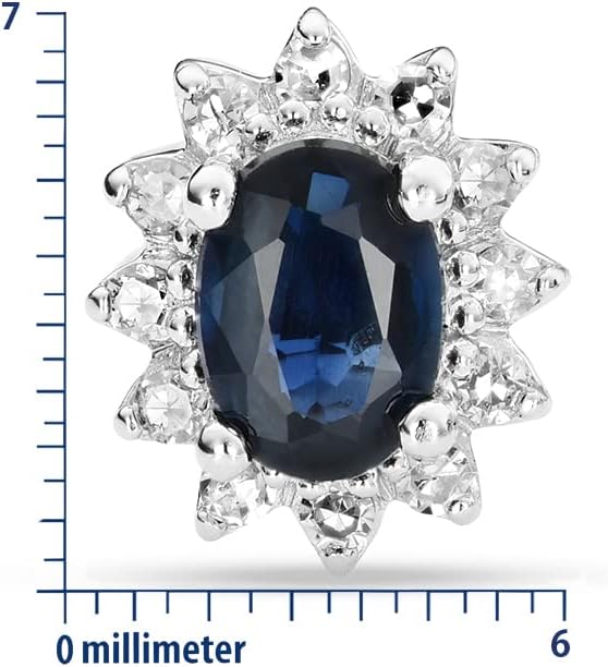 Thumbnail 2 de Miore Bijoux Femmes Boucles d'Oreilles Fleur — Émeraude verte/Saphir bleu/Rubis rouge avec Diamants 0,09 Ct en Or Blanc 9K