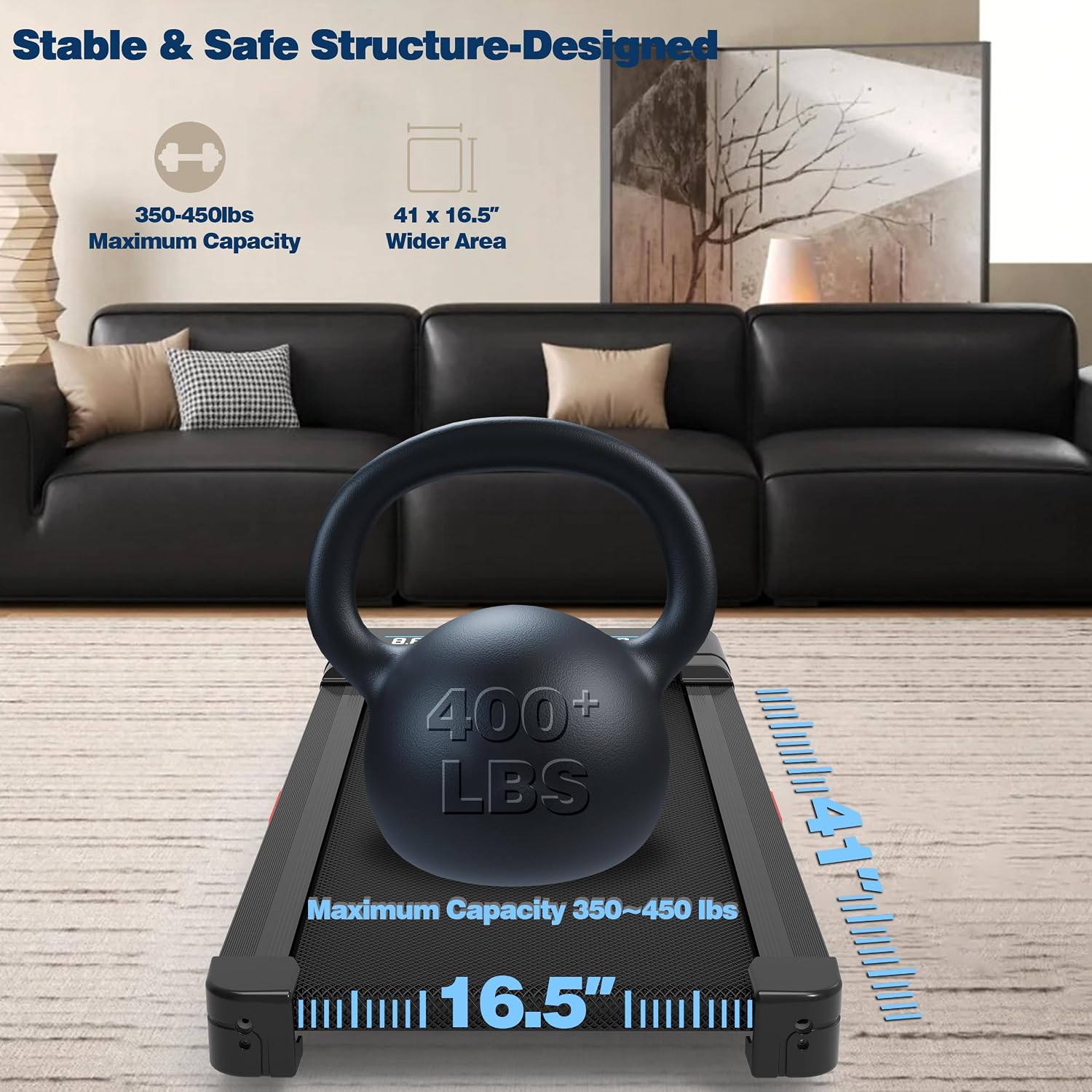 Detalle 1 de TRAILVIBER X01 Walking Pad Treadmill with 12% Auto Incline and Bluetooth