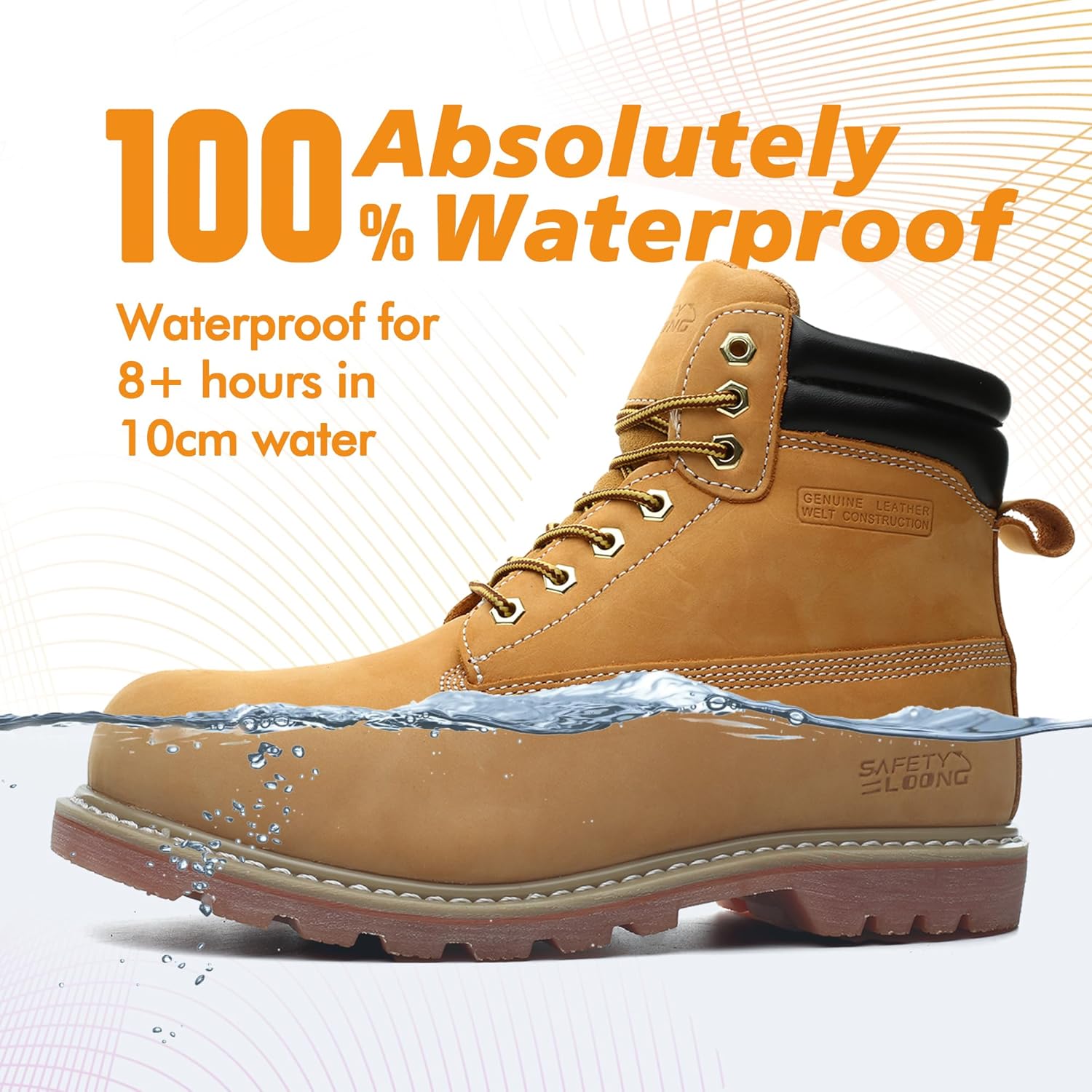 Thumbnail 1 de Safety Loong Work Boots for Men: Waterproof Leather Boots with Soft Toe and Non-Slip Grip